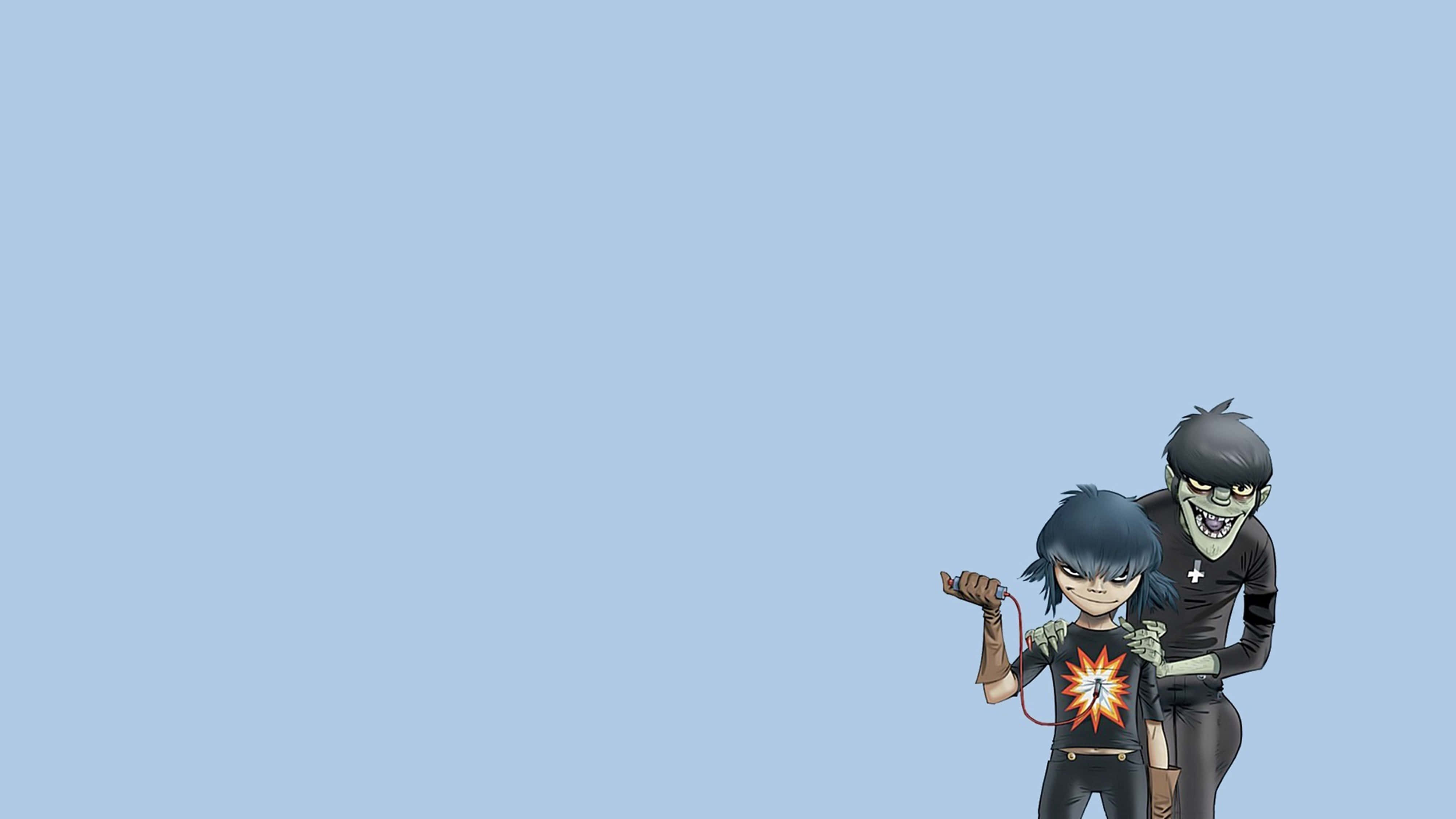 Gorillaz 4K, anime-style characters, dark hair, 4K Desktop Wallpaper