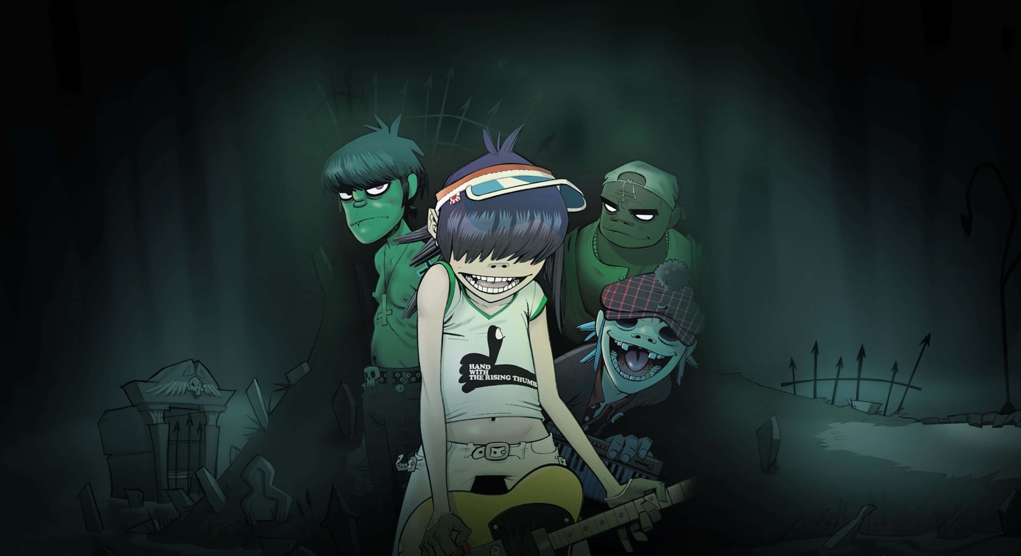 Gorillaz, green skin, wild hair, 4K Desktop Wallpaper