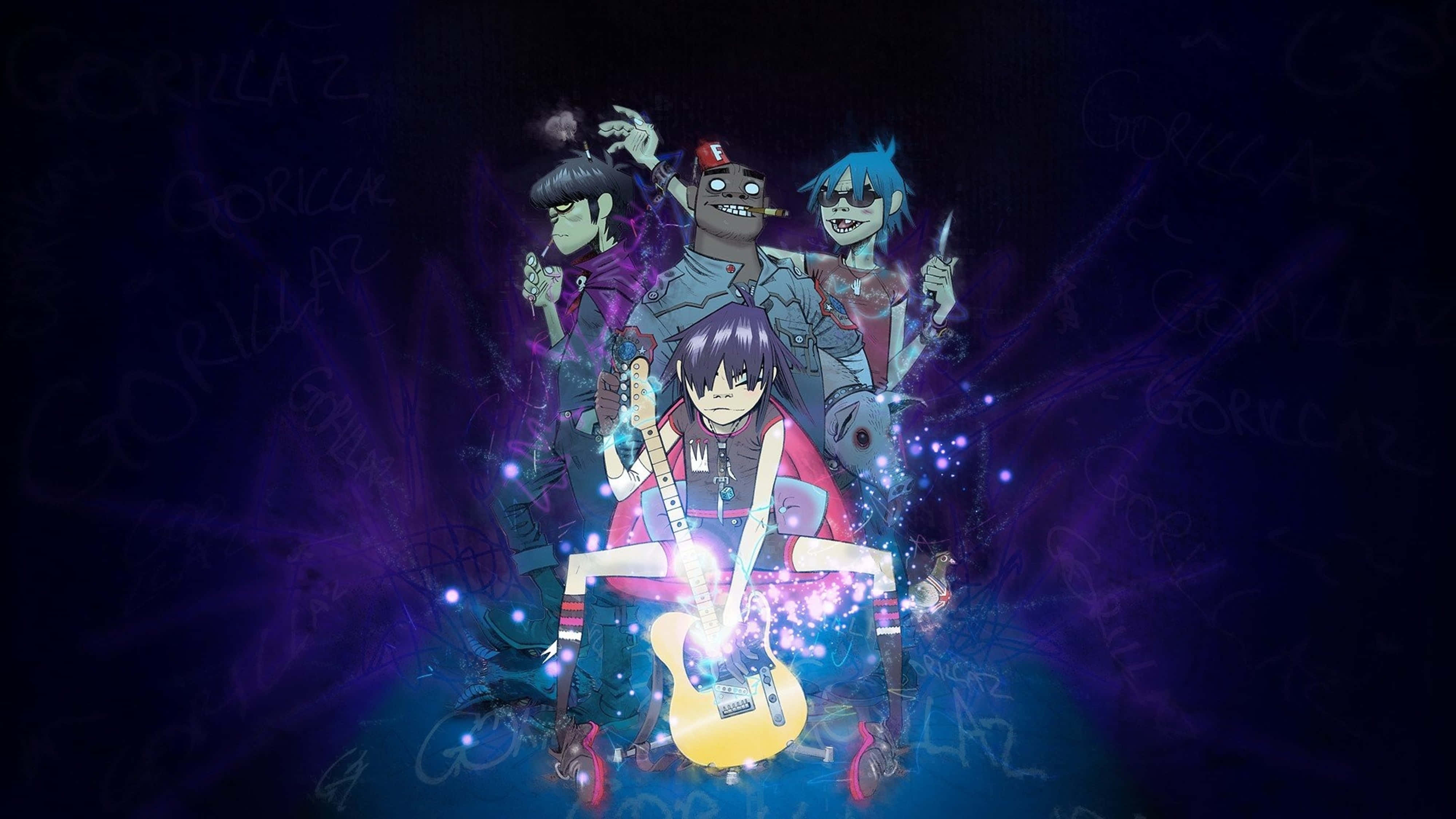 Gorillaz, 4K, purple light, 4K Desktop Wallpaper