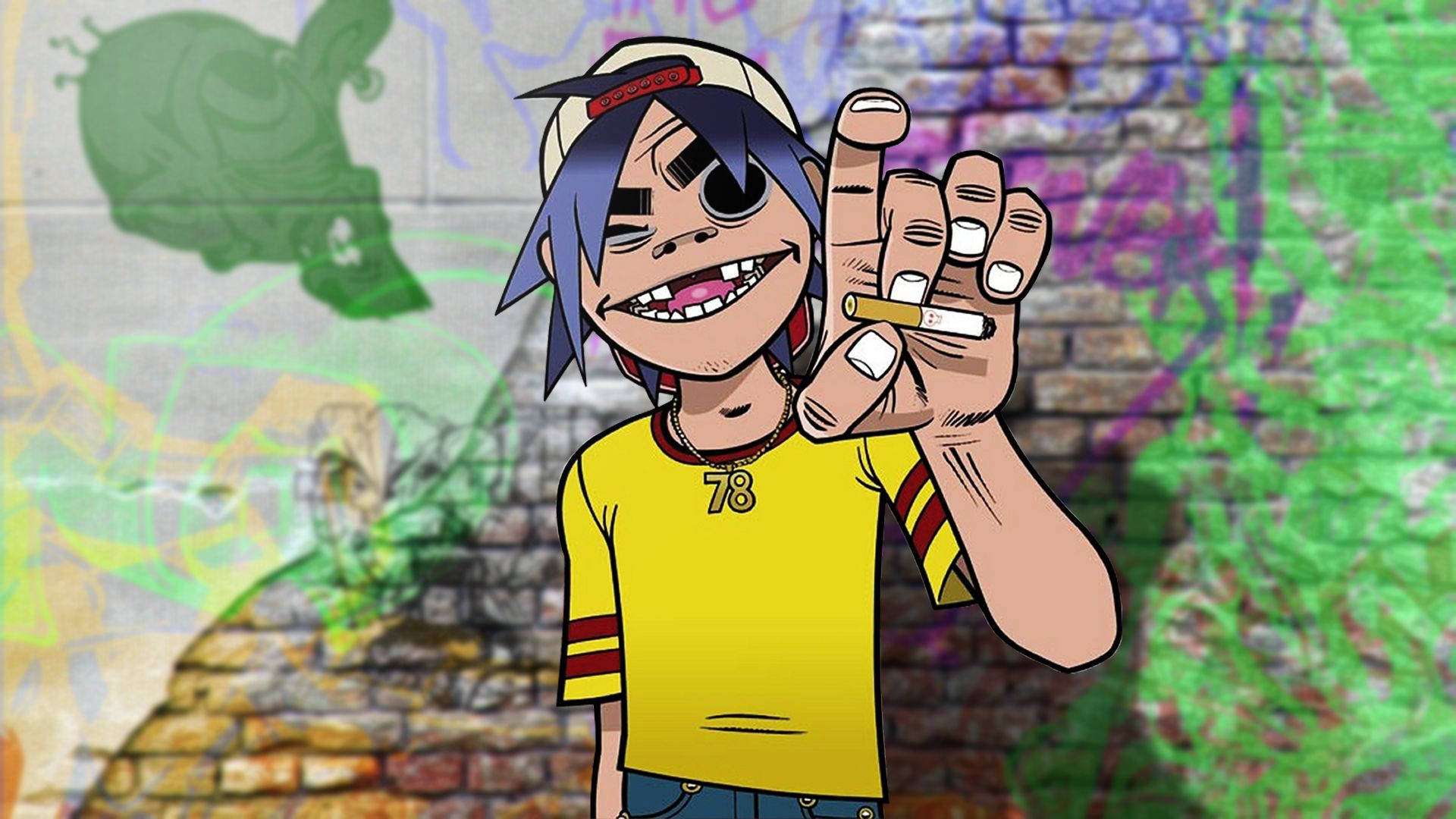 Gorillaz, 2D, blue hair, Full HD Desktop Wallpaper