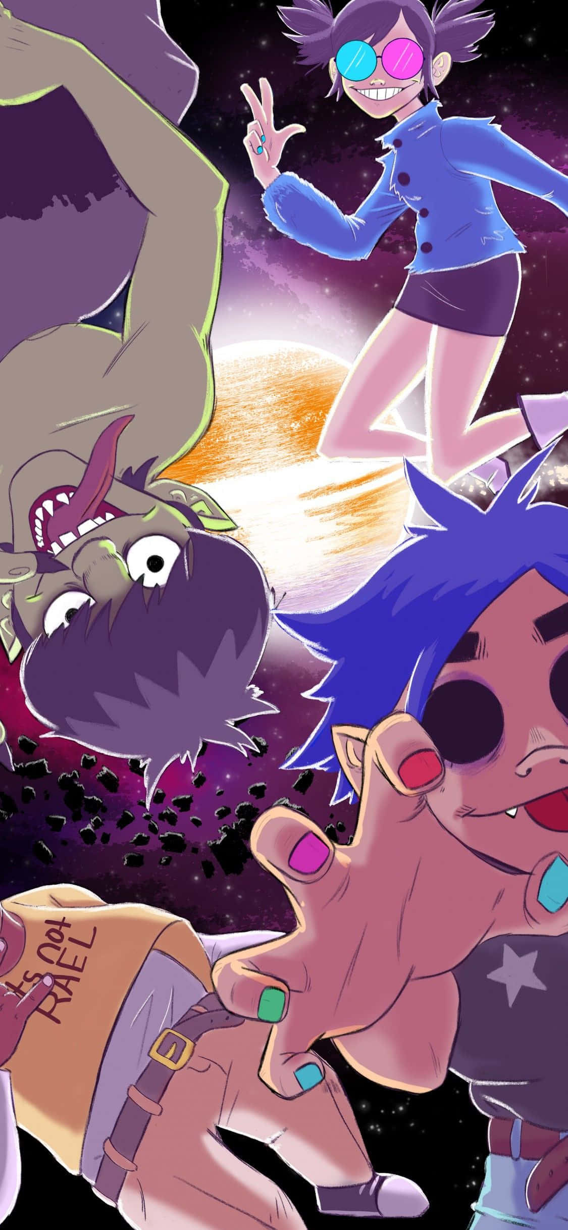 Gorillaz, iPhone, anime characters, Full HD Phone Wallpaper