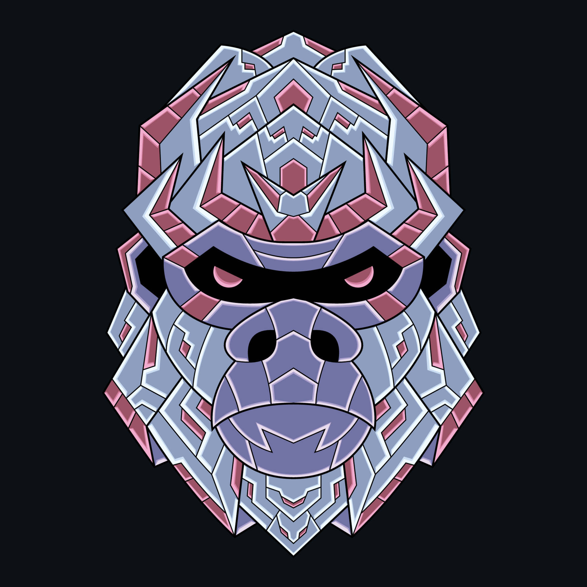 Gorilla, Pastel Polygon Art, purple, Full HD Desktop Wallpaper