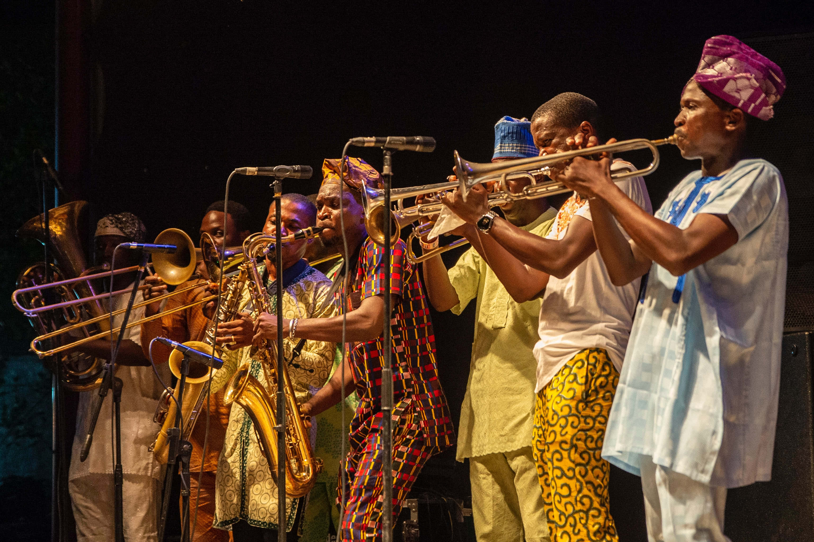 gospel music, brass band, traditional attire, 2K Desktop Wallpaper