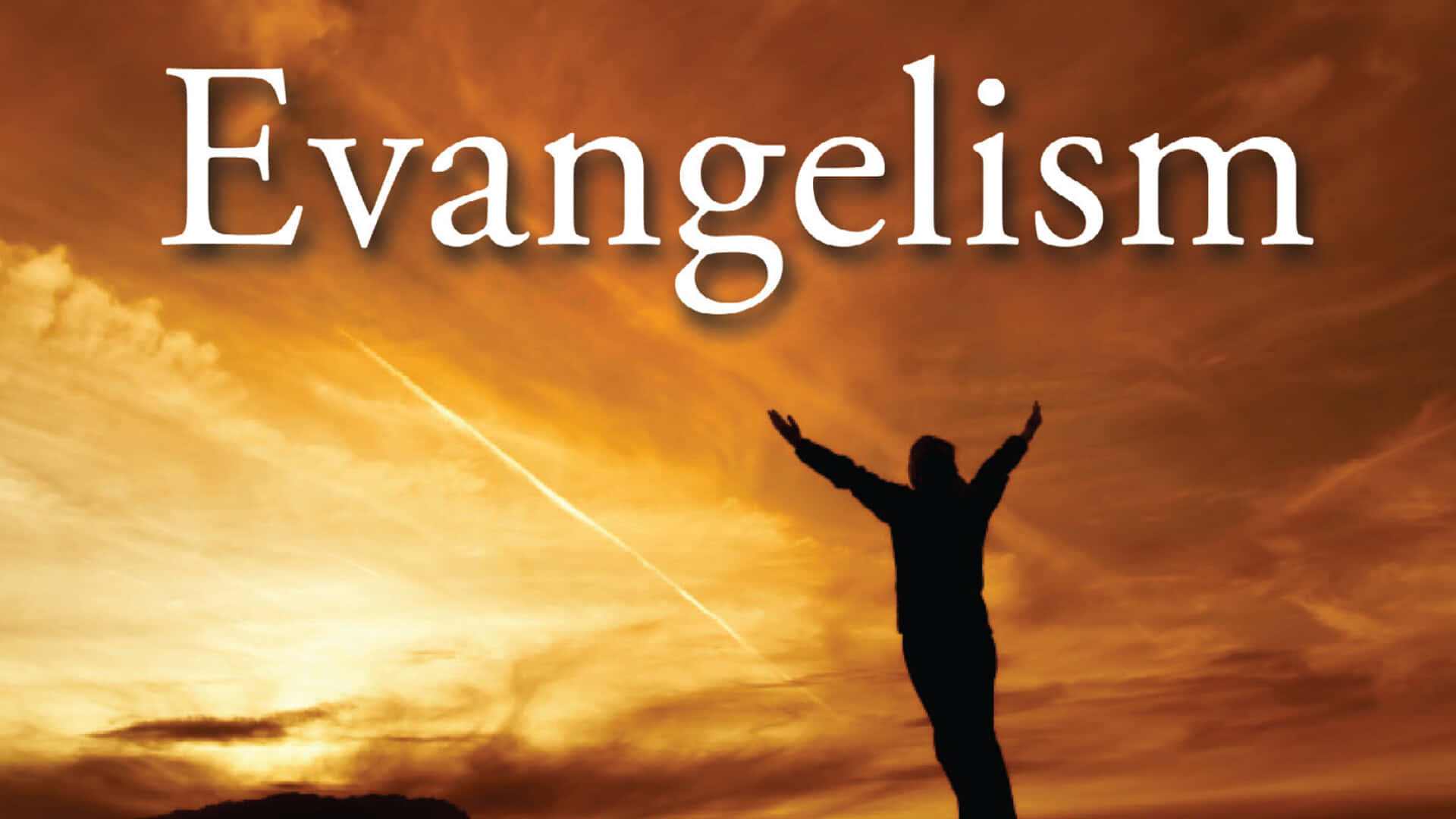 evangelist, vibrant orange sunset sky, word evangelism overlaid, Full HD Desktop Wallpaper