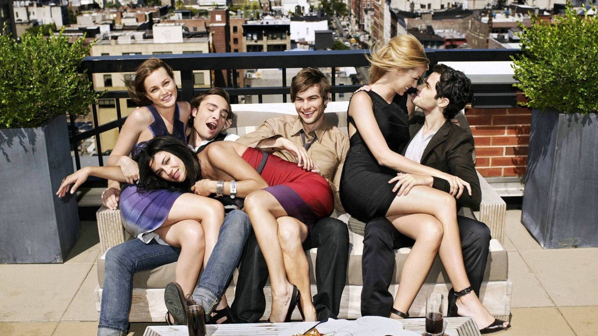 Gossip Girl, rooftop lounge, cityscape, Full HD Desktop Wallpaper