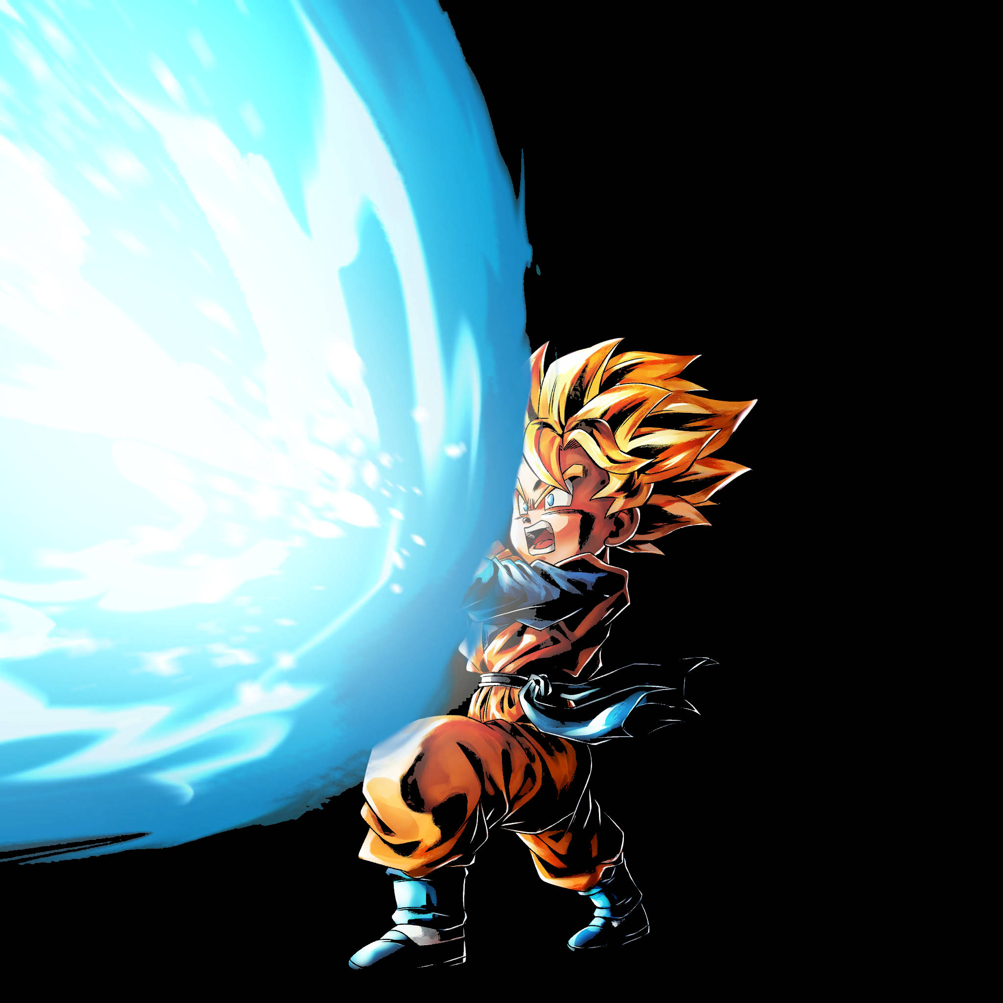 Goten, chibi anime warrior, spiky orange hair, Full HD Desktop Wallpaper