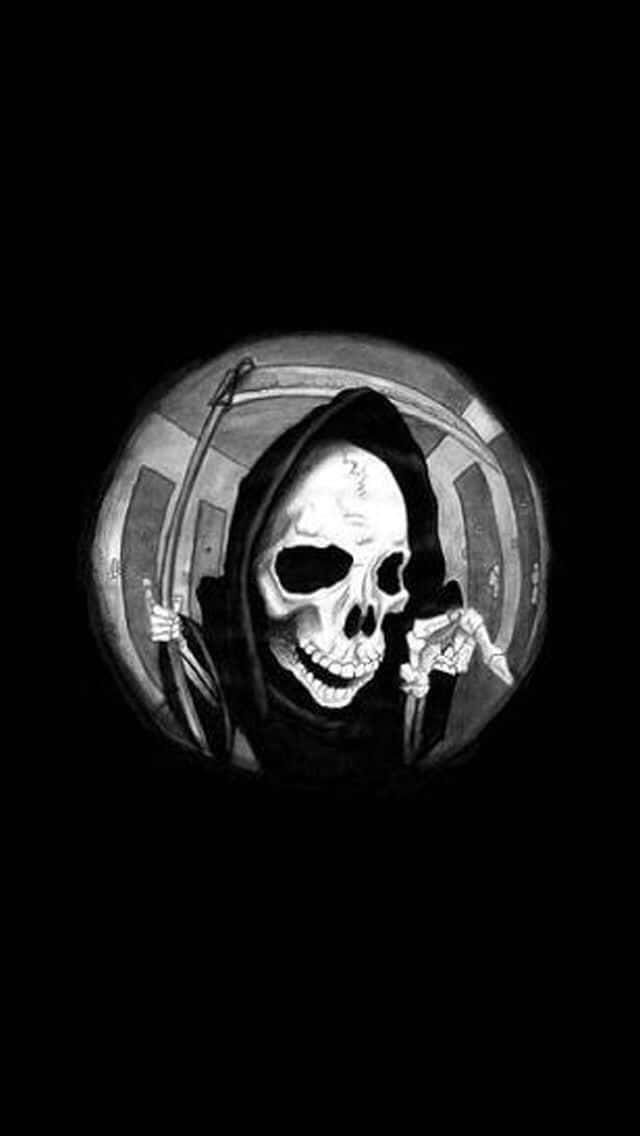 grim reaper skull, hooded cloak, scythe, SD Phone Wallpaper