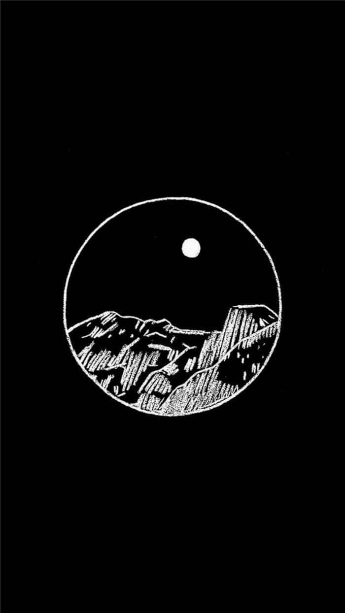 Goth Aesthetic Black, jagged mountains, moon, SD Phone Wallpaper