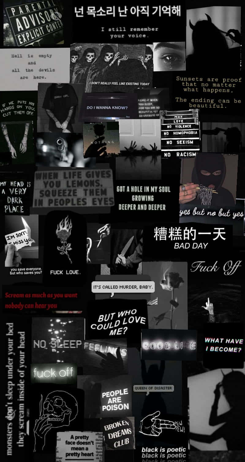 Goth Aesthetic Black, black, white, HD Phone Wallpaper