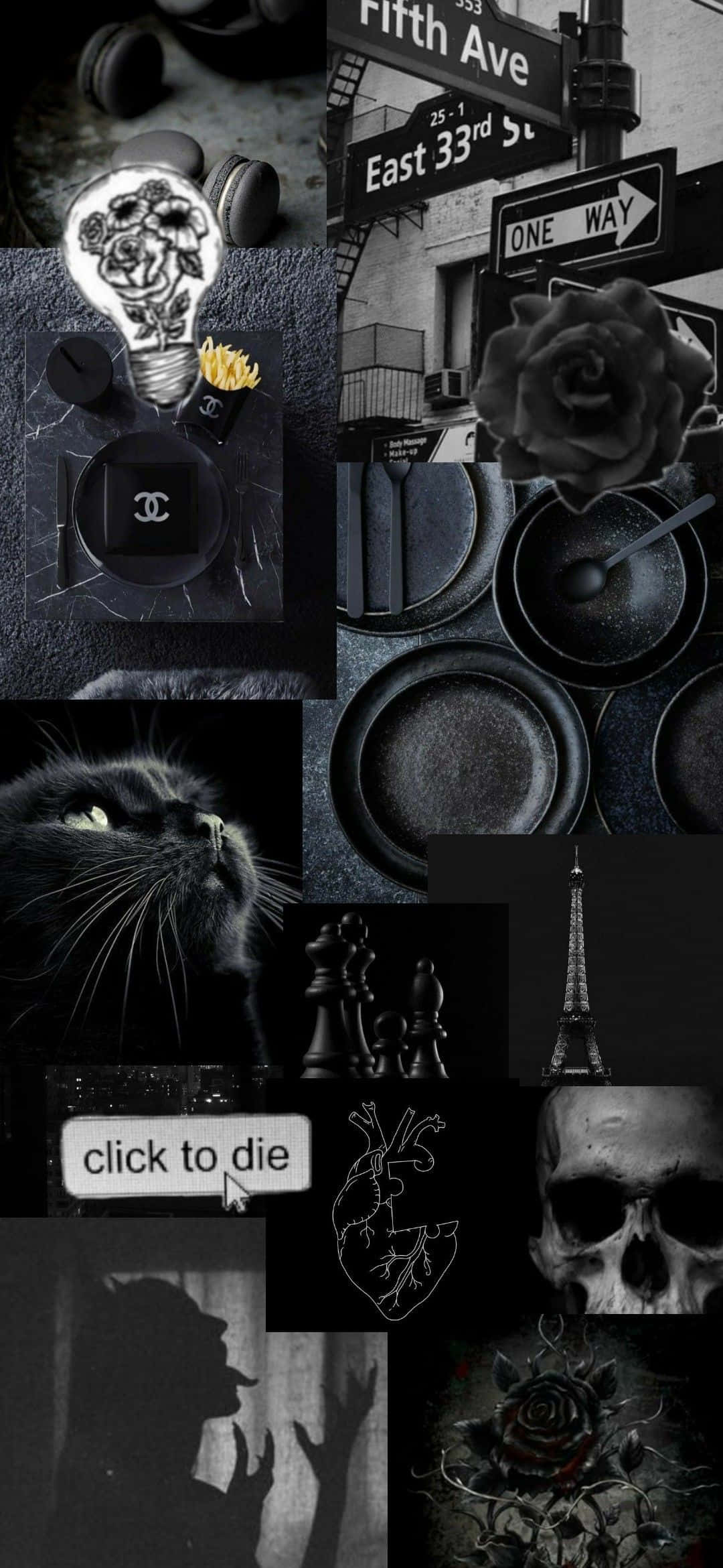 Goth Aesthetic Black, urban street signs, skulls, Full HD Phone Wallpaper