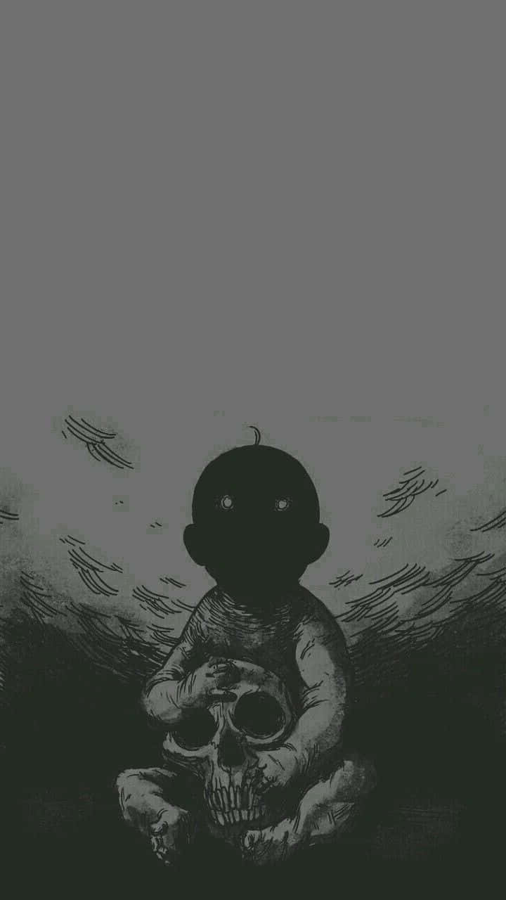 Goth Aesthetic Black, baby, skull, HD Phone Wallpaper