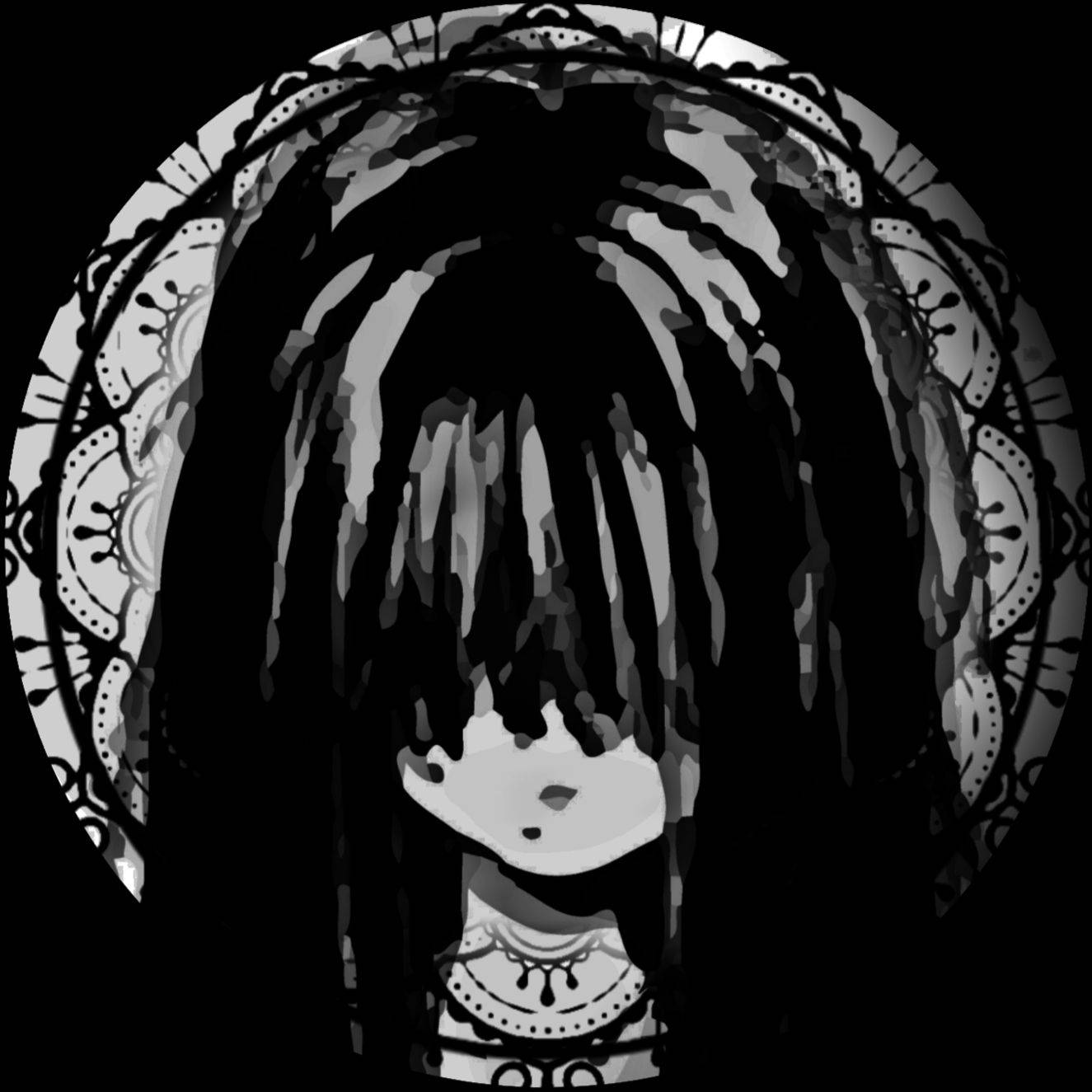anime goth girl, black and white, monochrome, HD Desktop Wallpaper