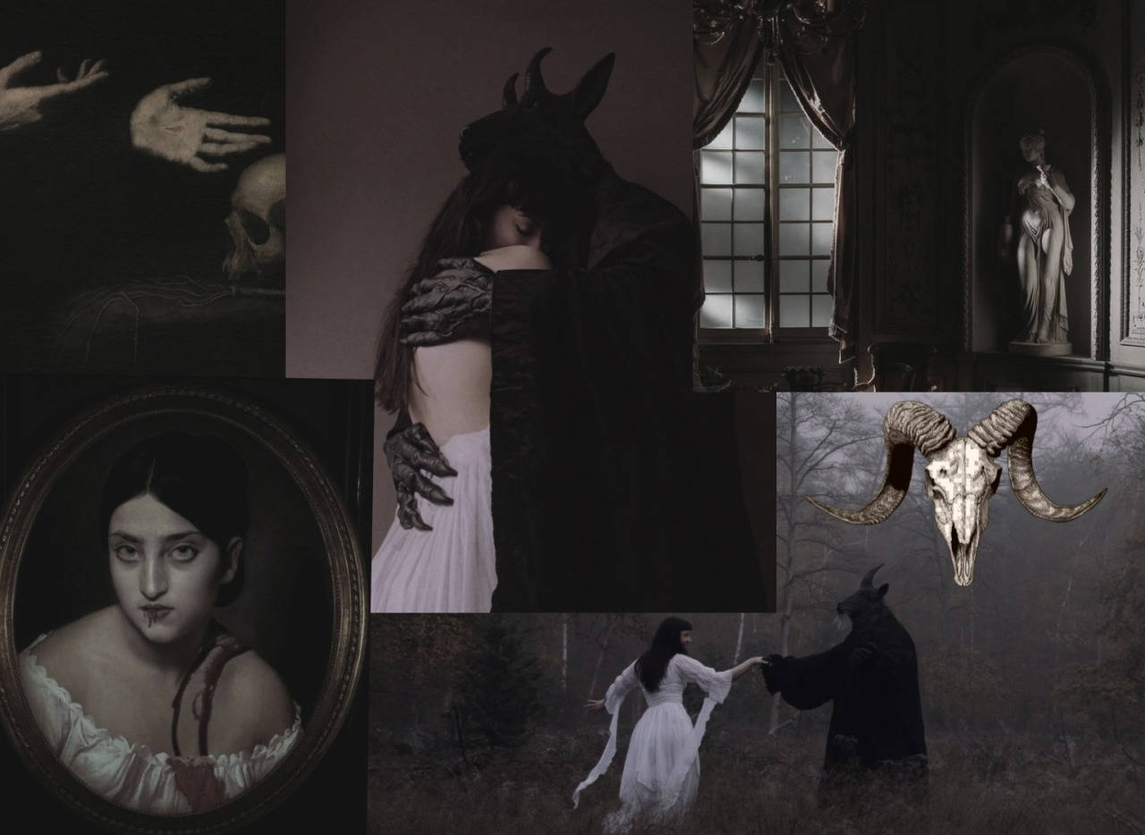 horned figure, ram skull, portrait, HD Desktop Wallpaper