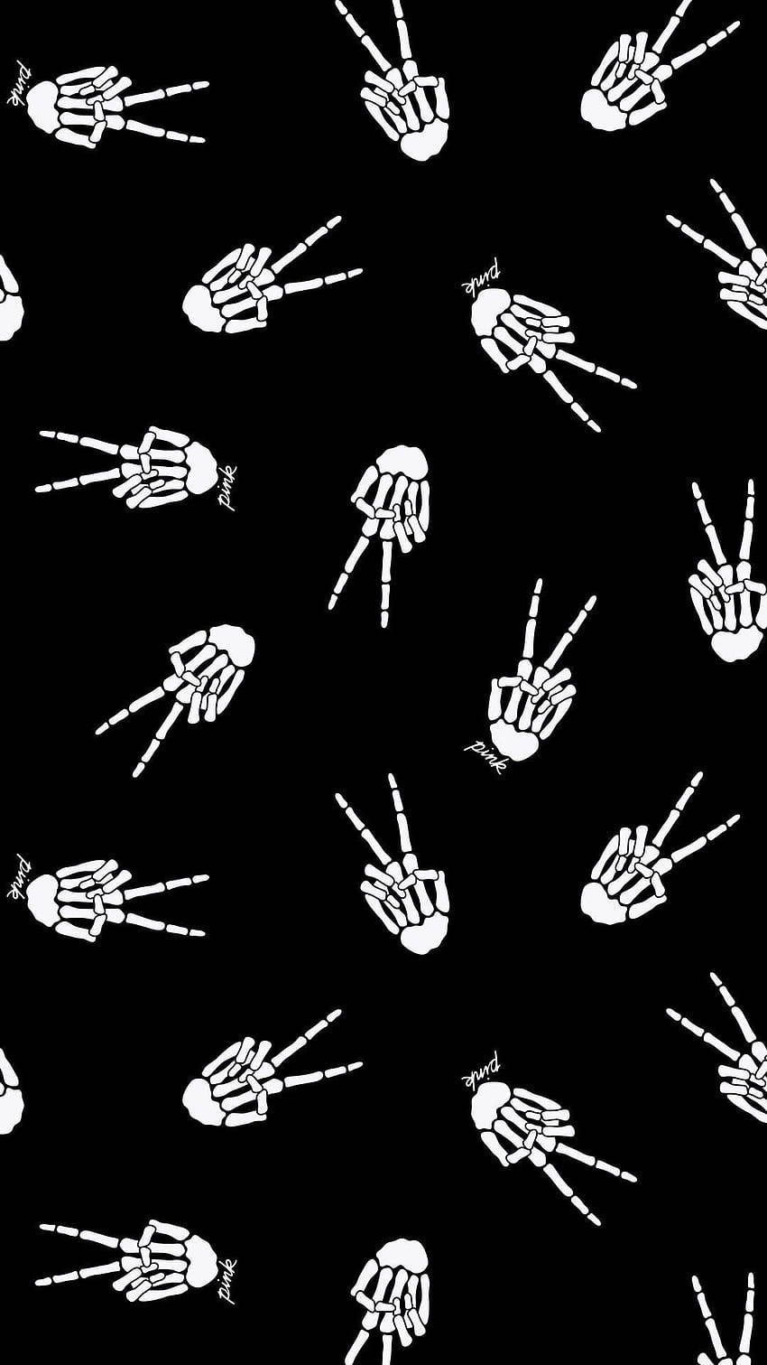 Goth Aesthetic, white skeletal hands, peace sign gesture, HD Phone Wallpaper