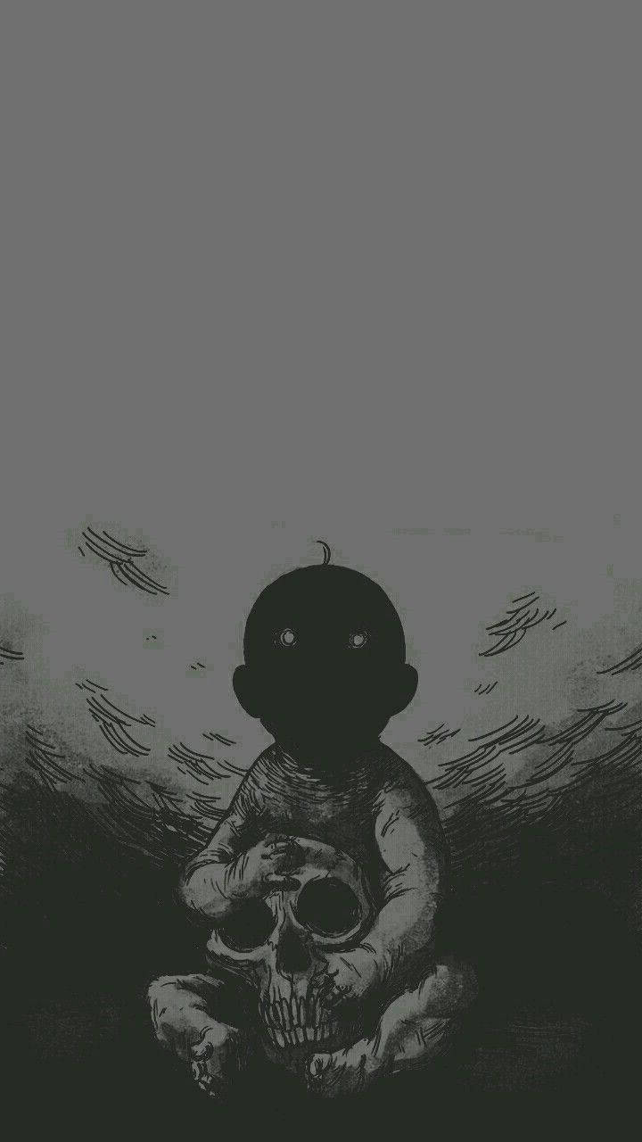 Goth Aesthetic, dark ink drawing, childlike figure, HD Phone Wallpaper