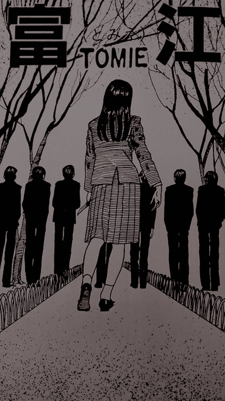 black and white manga illustration, shadowy figures, bare trees, HD Phone Wallpaper
