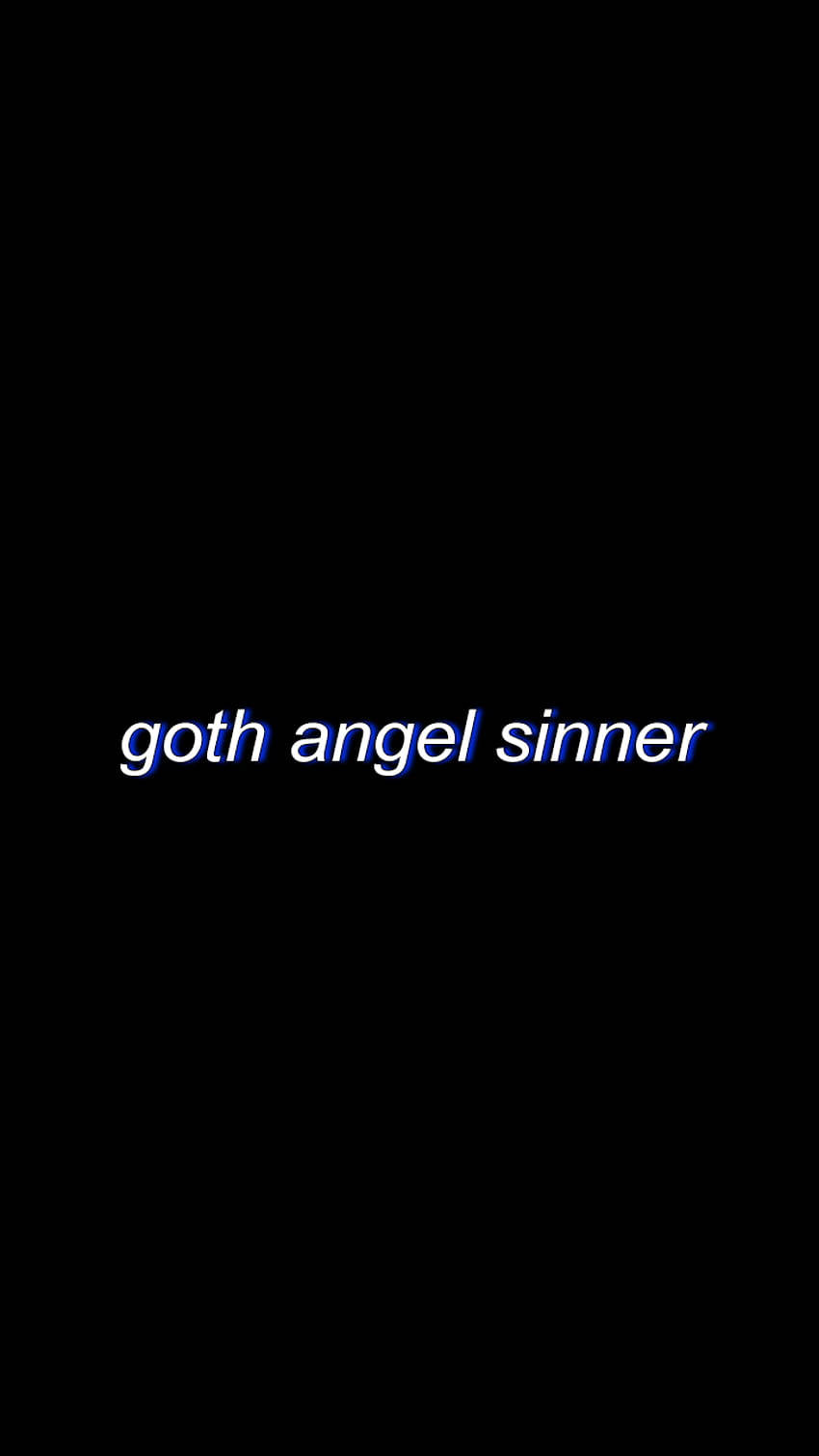 goth angel sinner, glowing blue font, pure black background, HD Phone Wallpaper