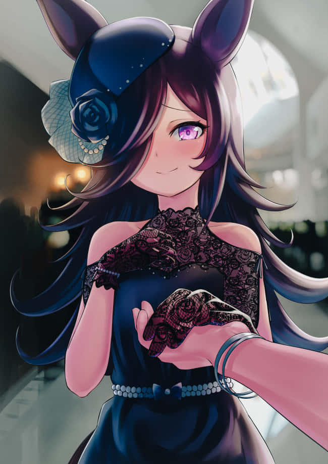 Goth Anime Girl, purple hair, cat ears, SD Phone Wallpaper