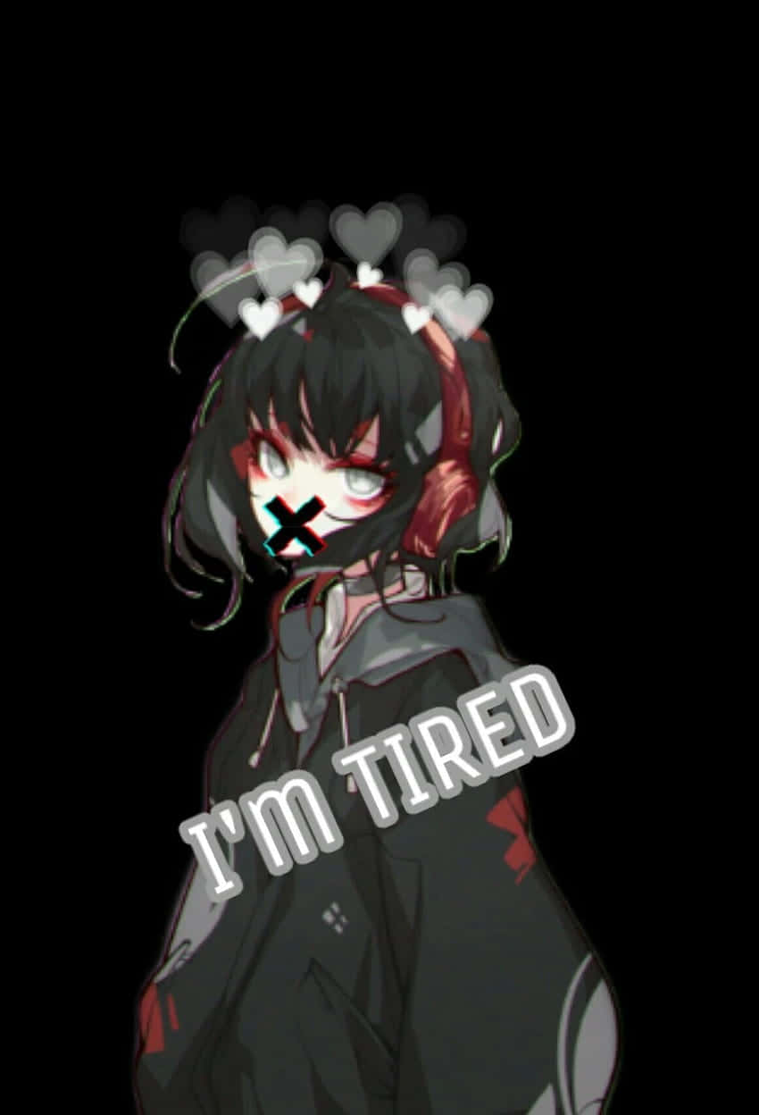 Goth Anime, black hair, red eyes, SD Phone Wallpaper