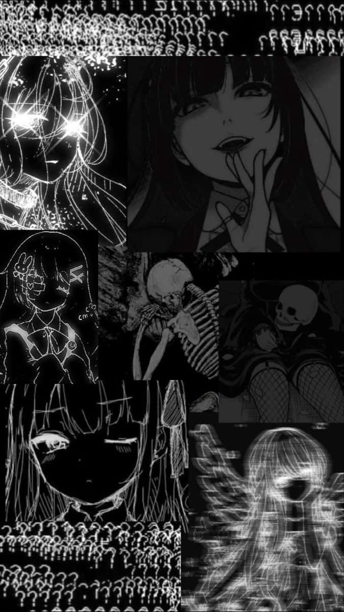 Goth Anime, anime-style characters, glowing outlines, SD Phone Wallpaper