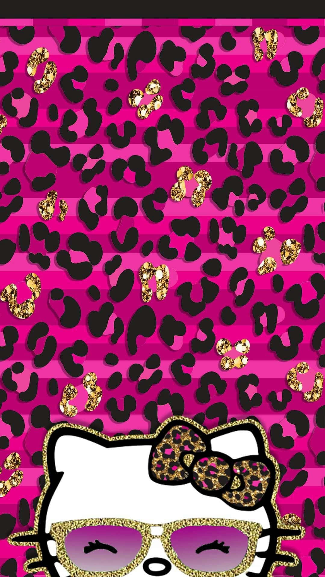 Hello Kitty, glittery, leopard print, Full HD Phone Wallpaper
