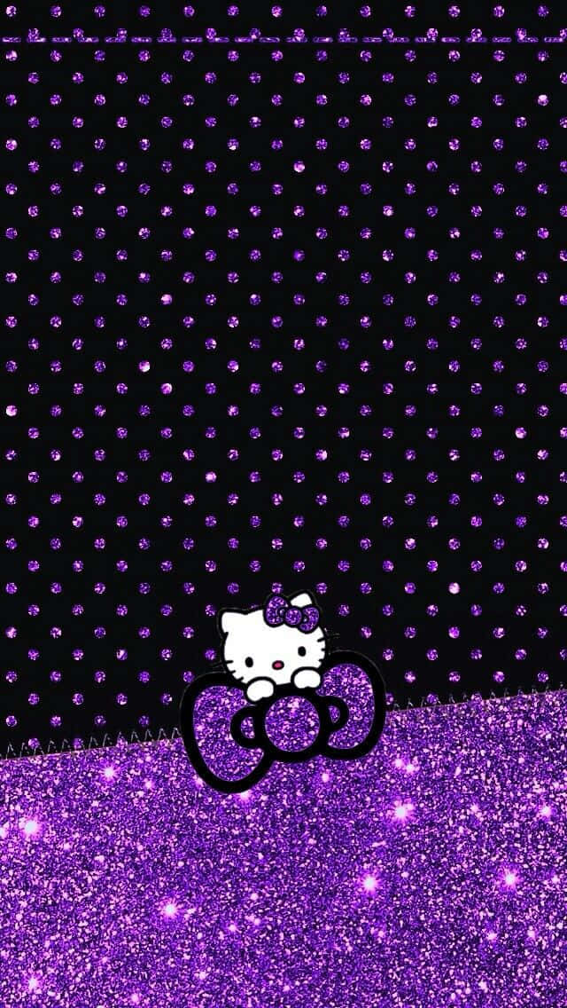Hello Kitty, glittering purple wave, black background, SD Phone Wallpaper