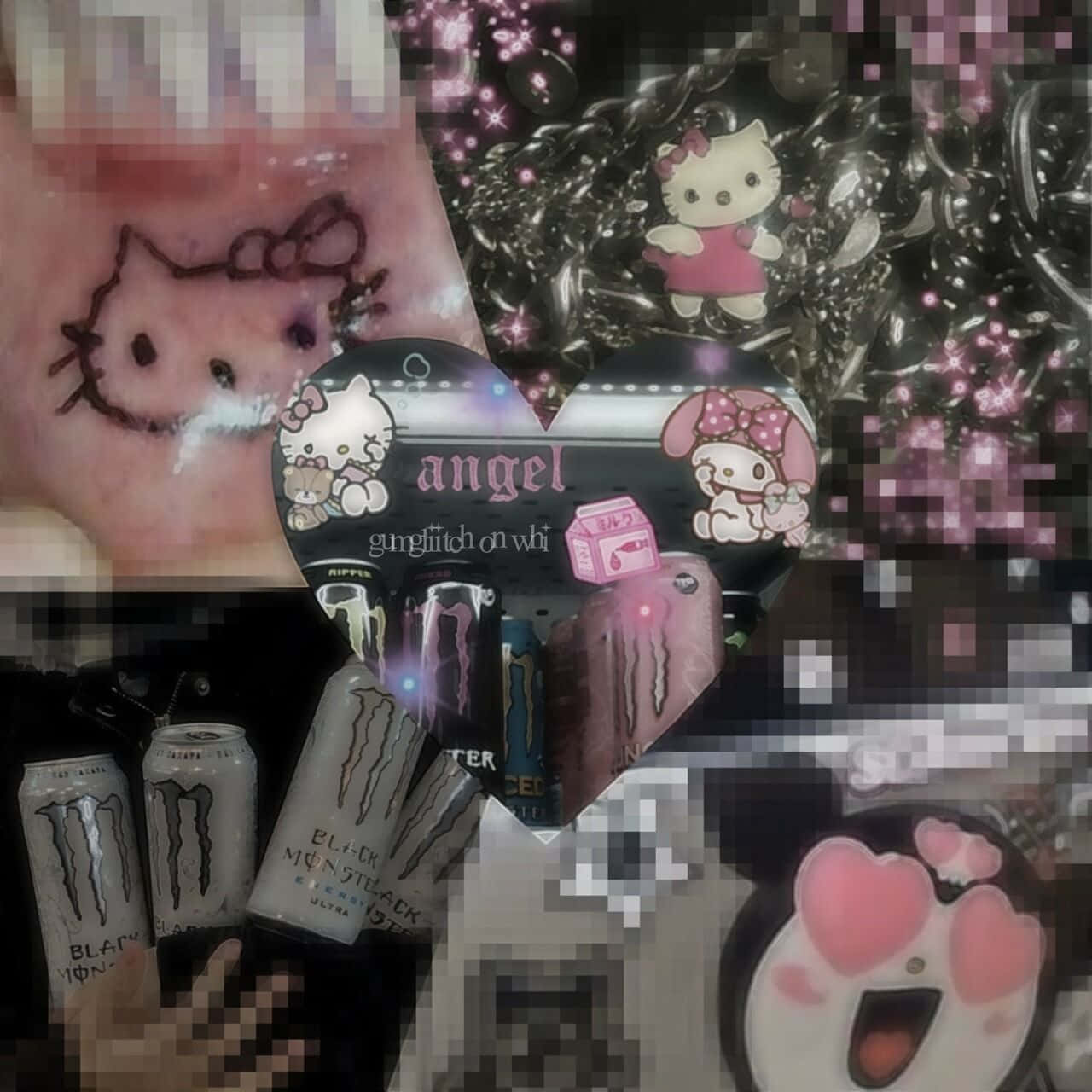 Goth Hello Kitty, Hello Kitty, tattoo, HD Desktop Wallpaper