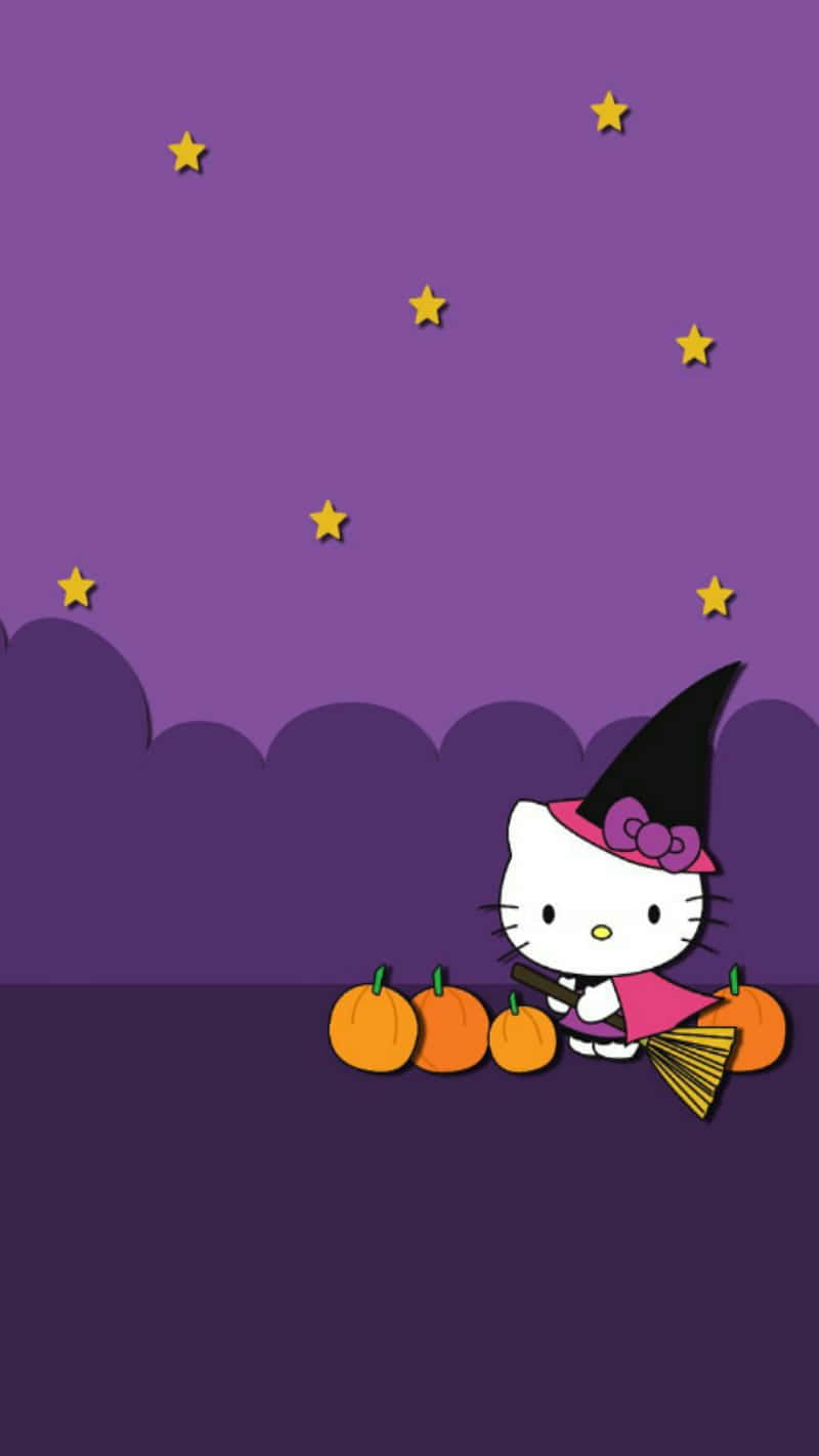 Hello Kitty, witch hat, broom, HD Phone Wallpaper
