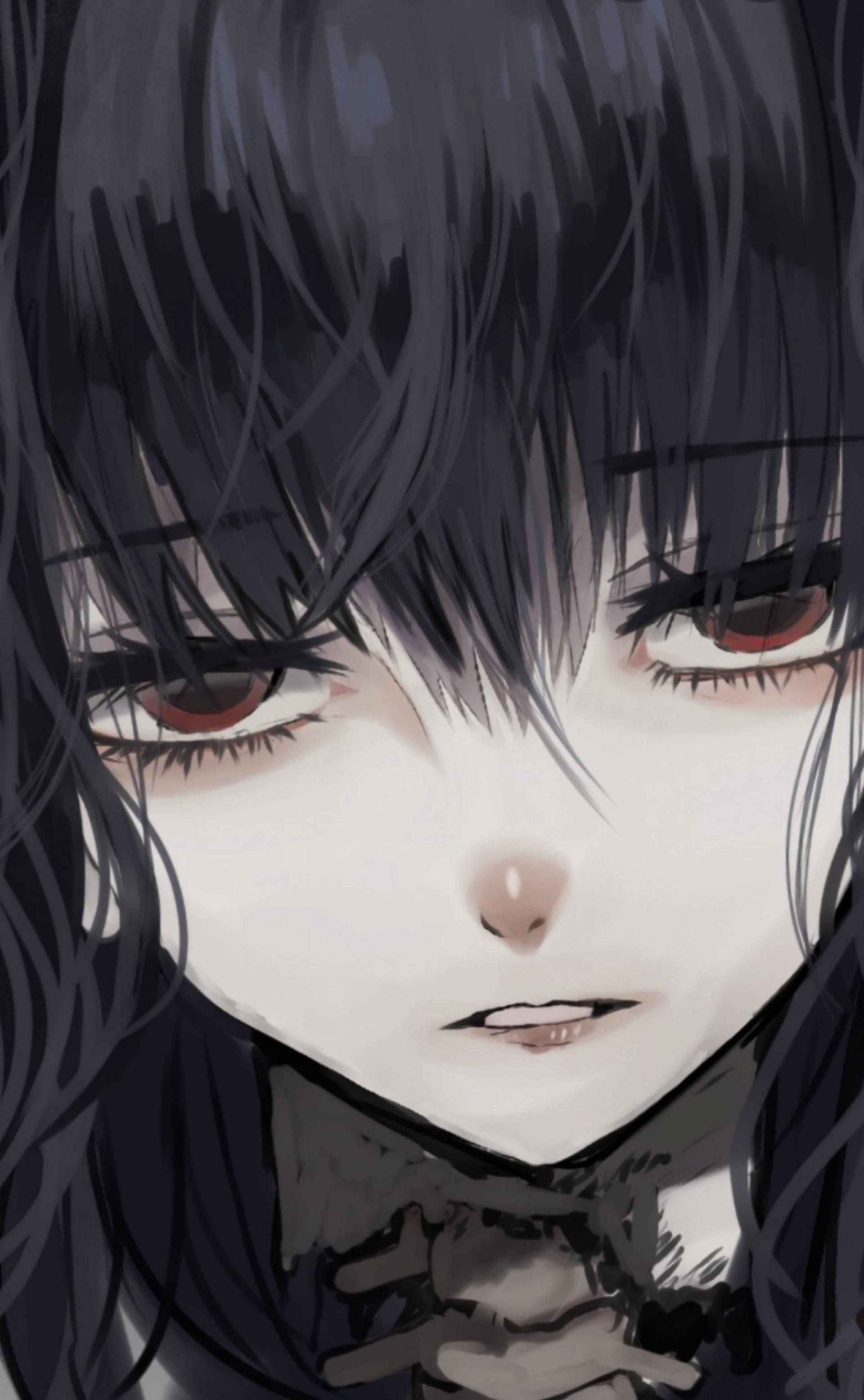 anime goth girl, close-up, dark hair, 2K Phone Wallpaper
