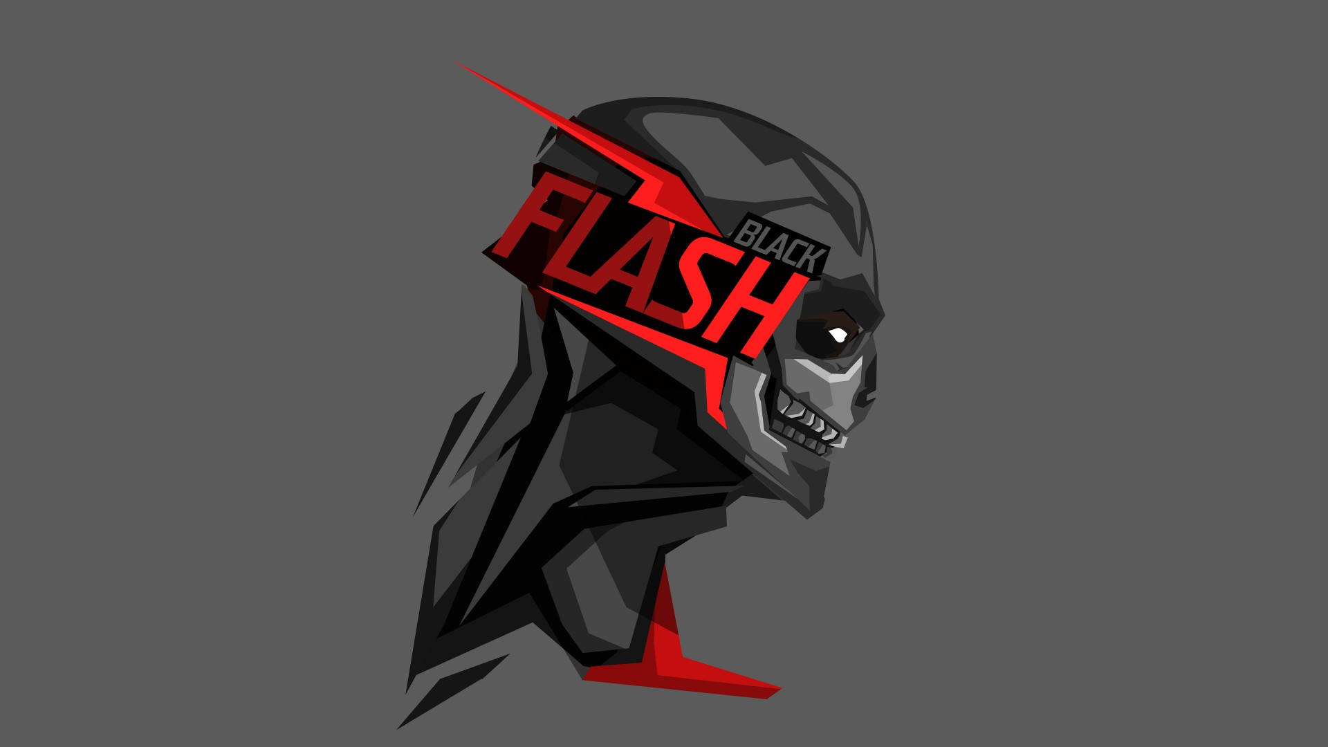 black skull, red lightning bolt, FLASH text, Full HD Desktop Wallpaper