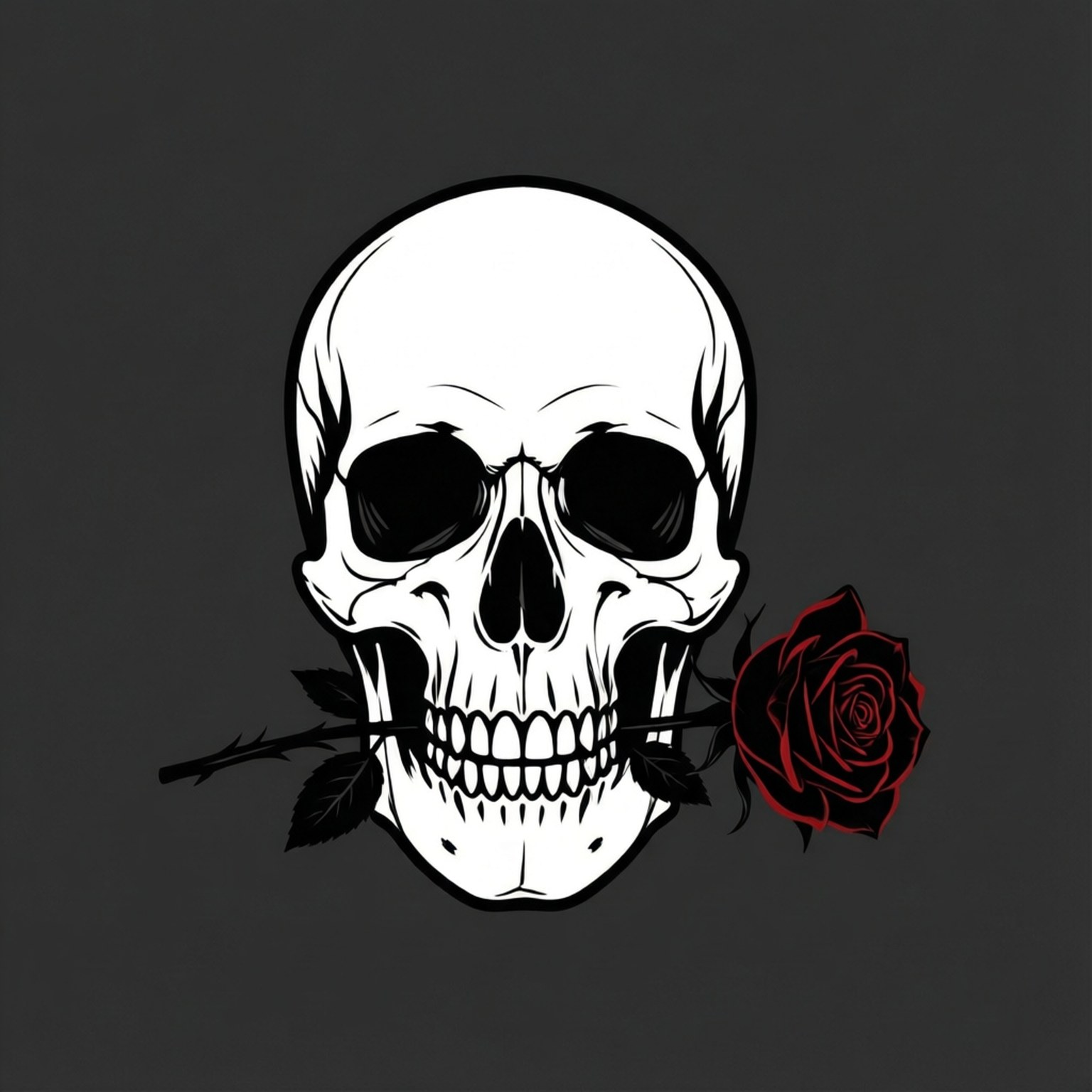 minimalist goth skull rose, white skull, black eye sockets, HD Desktop Wallpaper