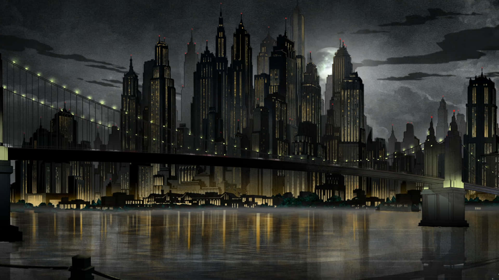 Gotham City, night, skyscrapers, Full HD Desktop Wallpaper