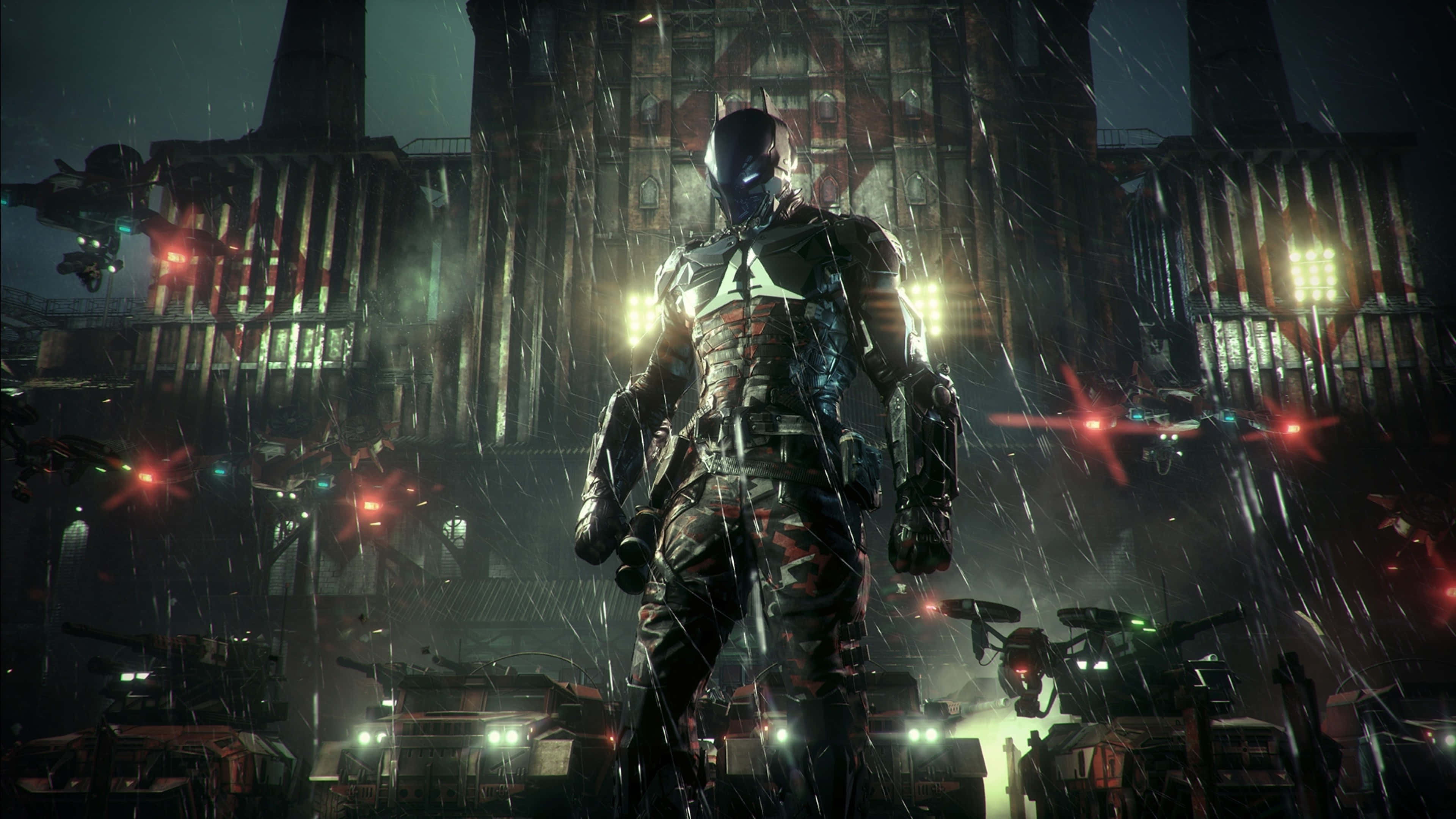 Gotham City, masked warrior, dark armor, 4K Desktop Wallpaper
