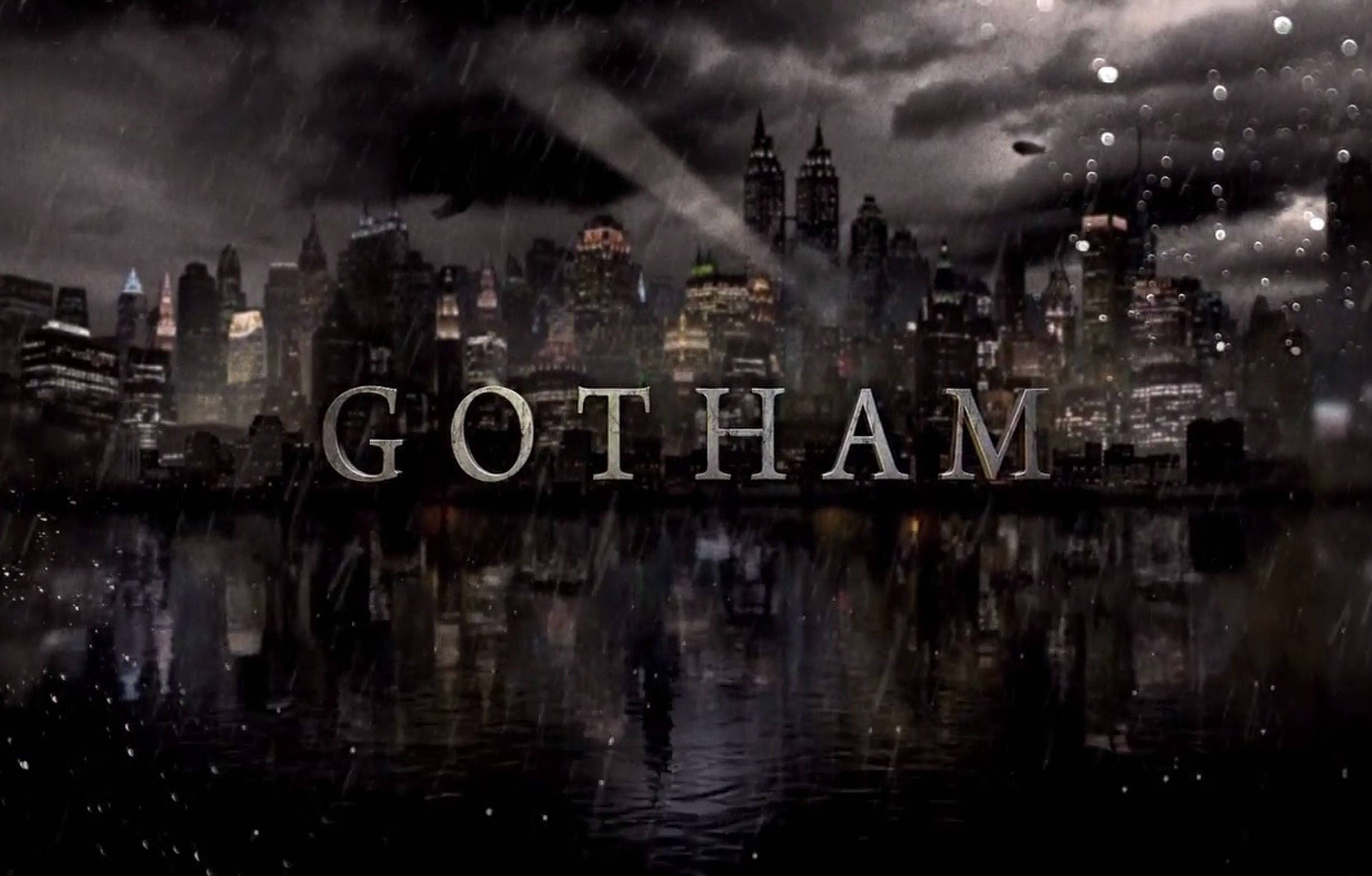 Gotham City, night, rain-slicked water, 2K Desktop Wallpaper