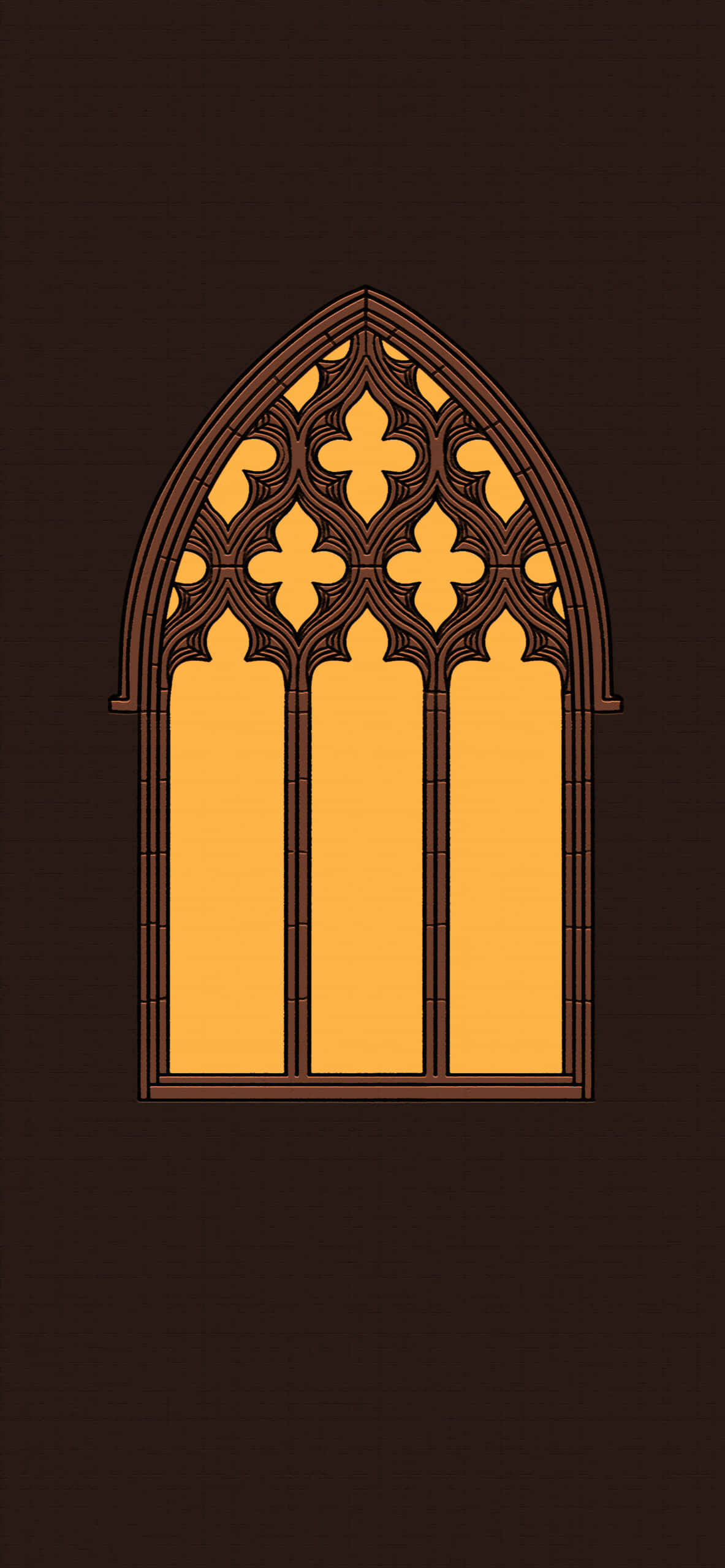 gothic window, intricate tracery, warm golden panes, 2K Phone Wallpaper