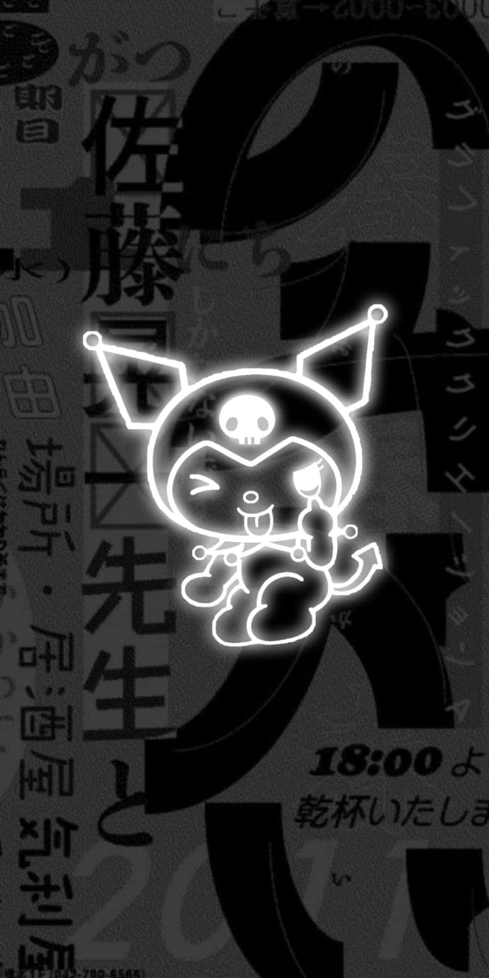 Gothic Aesthetic, neon outline, cartoon skull-headed character, Full HD Phone Wallpaper