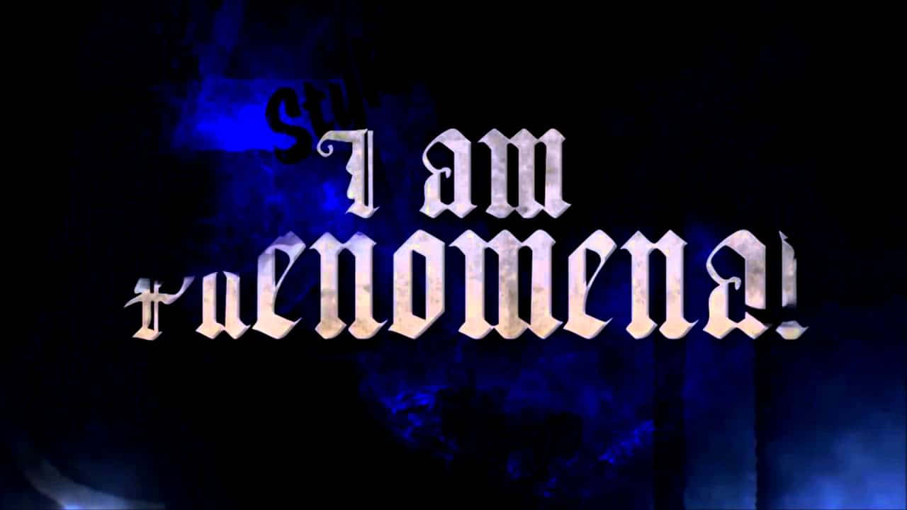 Gothic text, I am a phenomenon!, smoky dark blue background, HD Desktop Wallpaper