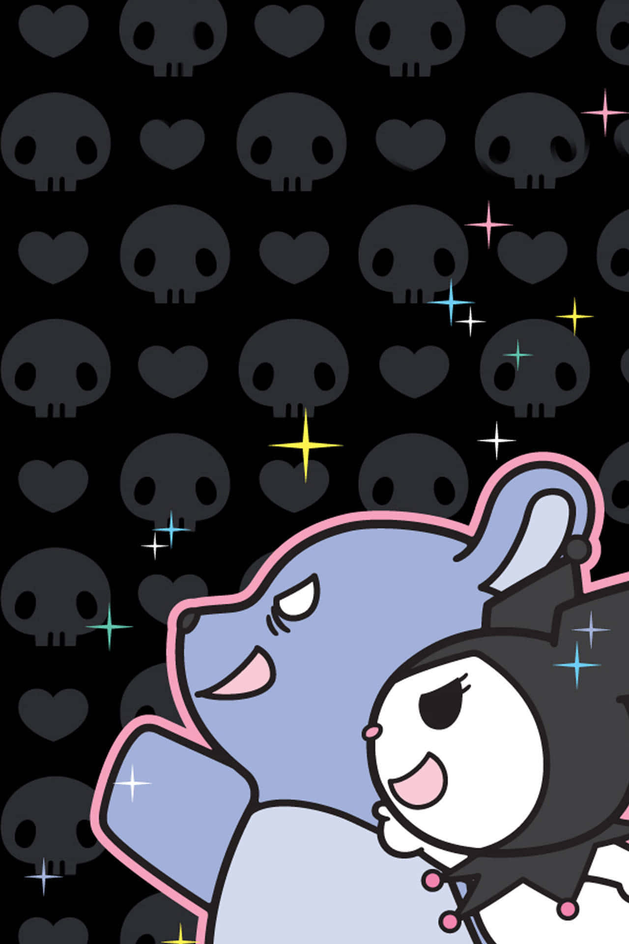 Gothic Aesthetic, skull and heart patterns, dark background, Full HD Phone Wallpaper