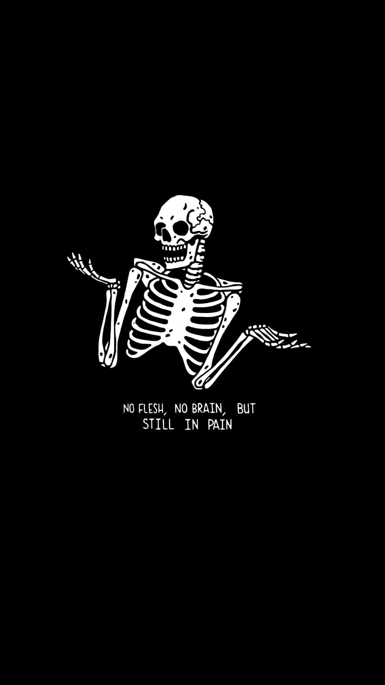 Gothic Aesthetic, stark white skeleton, black background, Full HD Phone Wallpaper