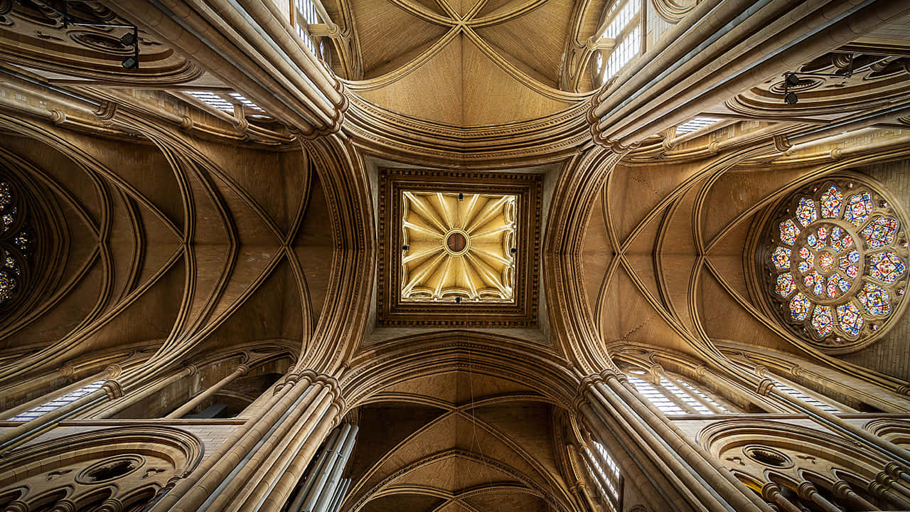 Gothic Architecture, cathedral ceiling, ribbed vaults, HD Desktop Wallpaper