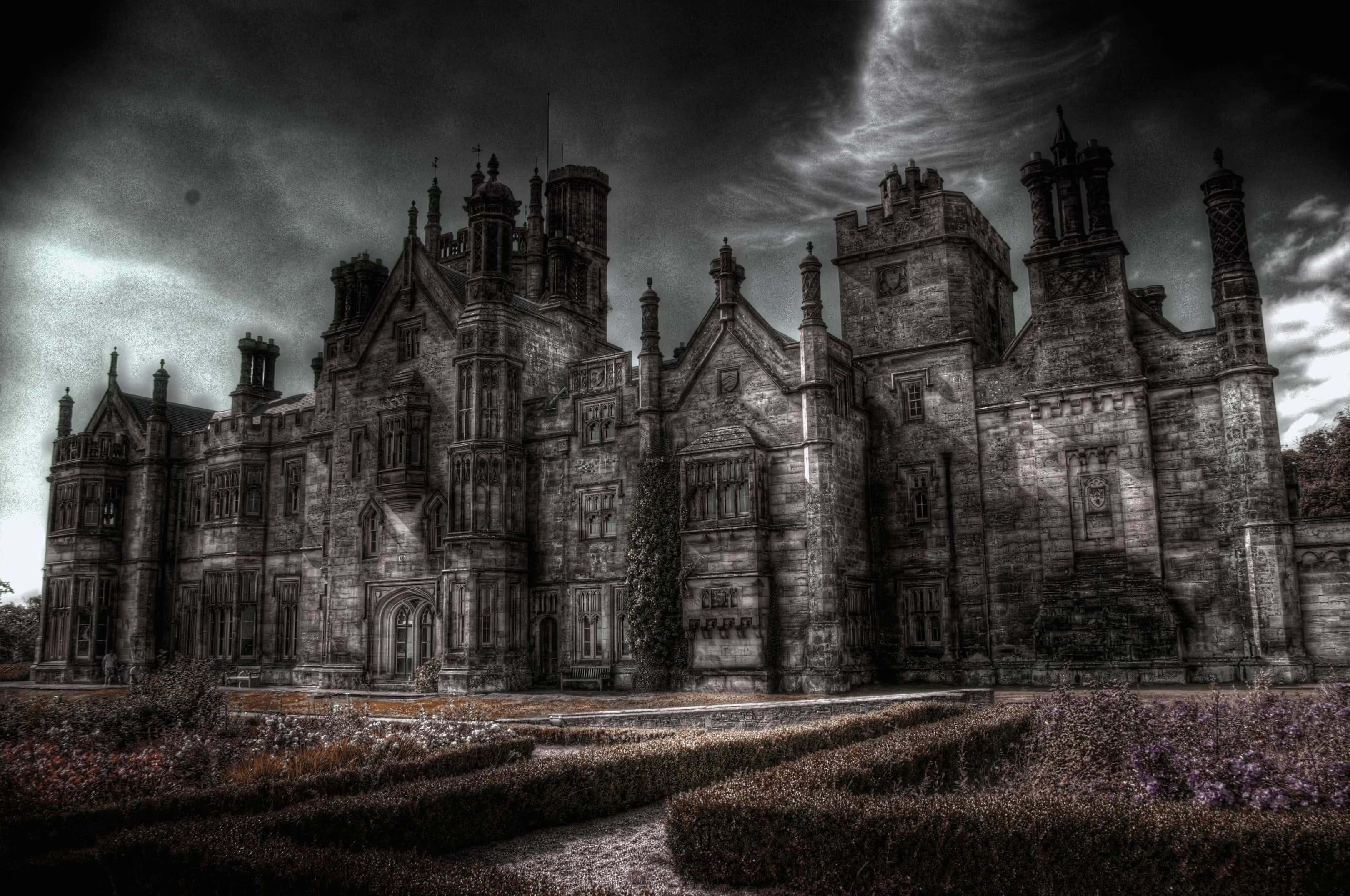 Gothic Aesthetic, Old Castle, ivy-covered stone towers, 2K Desktop Wallpaper