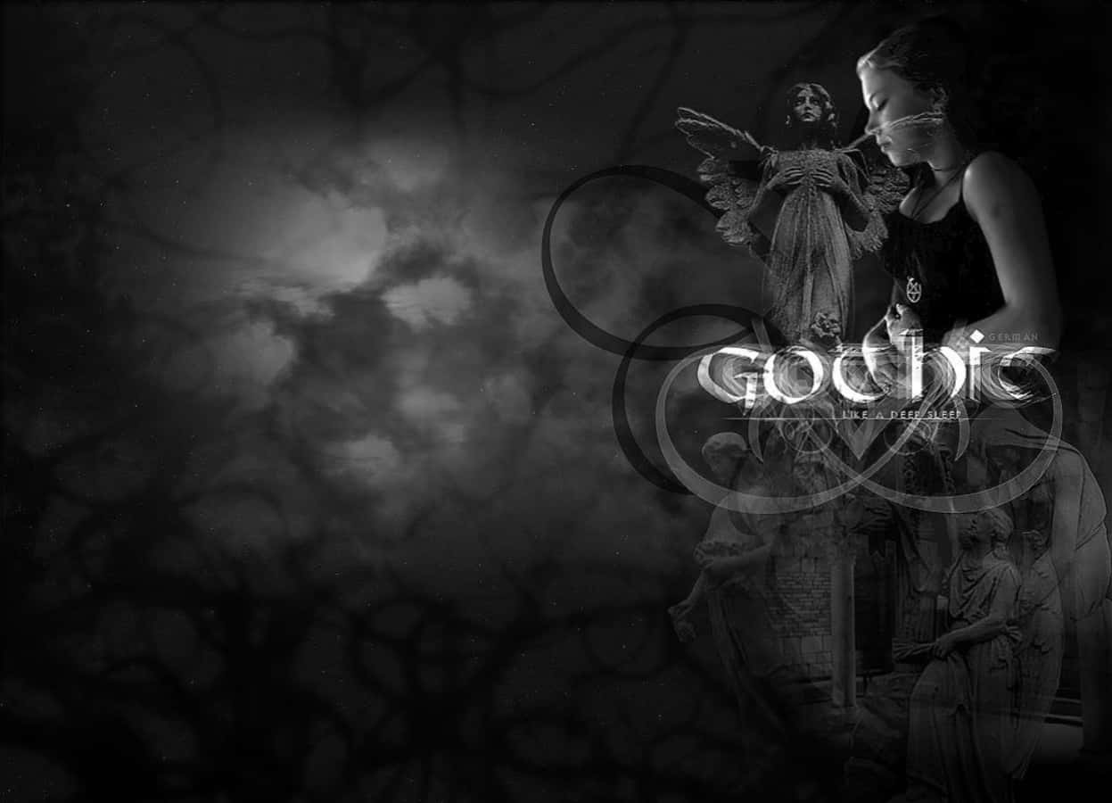 Gothic Computer, goth girl, angelic statues, SD Desktop Wallpaper