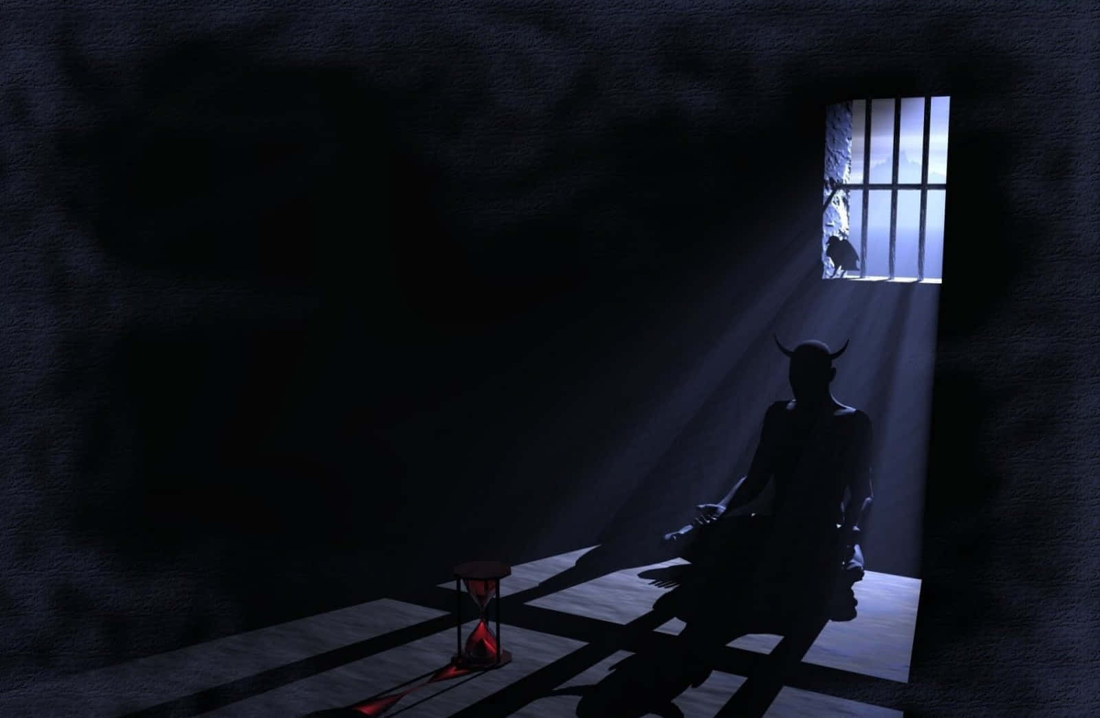 Gothic Computer, horned figure, barred window, HD Desktop Wallpaper