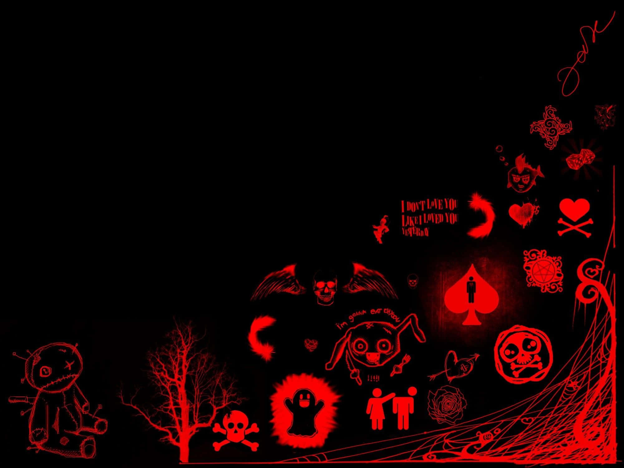 Gothic Aesthetic, red neon, graffiti-style, Full HD Desktop Wallpaper