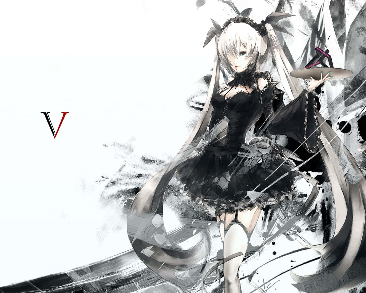 Gothic Elegance, anime girl, white hair, HD Desktop Wallpaper