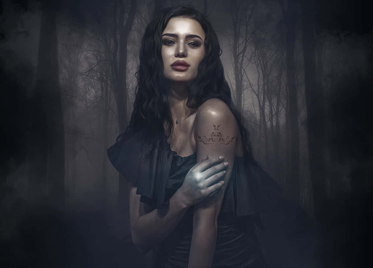 Gothic Fashion, dark hair, tattooed arm, HD Desktop Wallpaper