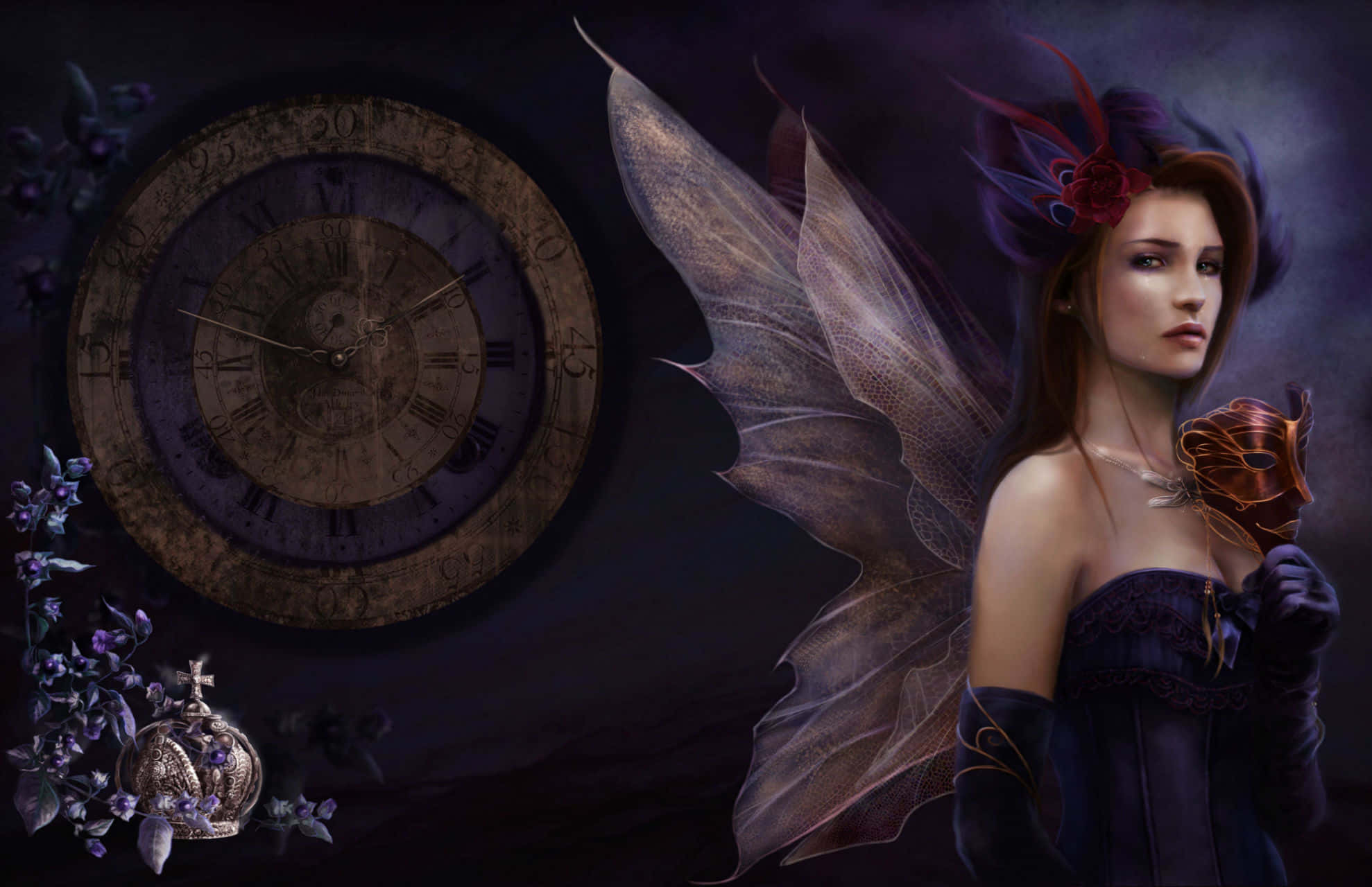 Gothic Fantasy, fairy, translucent wings, Full HD Desktop Wallpaper