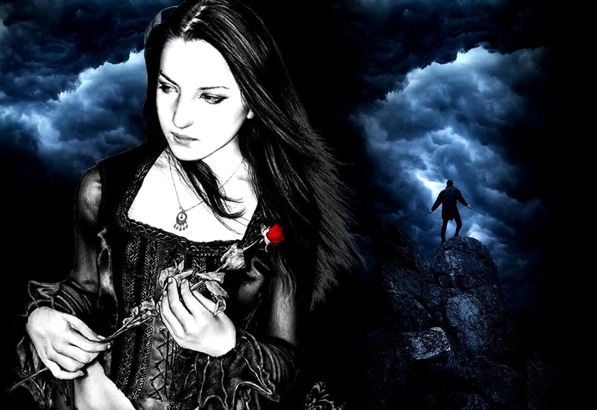 Gothic Fashion, black, red rose, SD Desktop Wallpaper