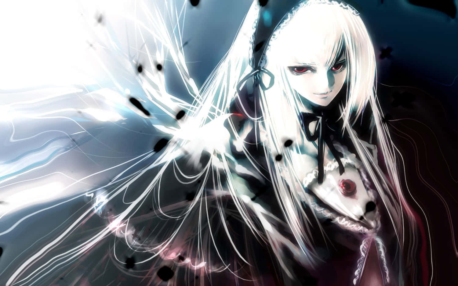 Gothic Fashion, white hair, red eyes, HD Desktop Wallpaper