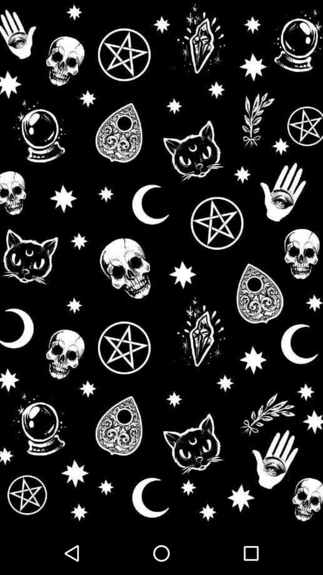 Gothic iPhone, black, white skulls, Full HD Phone Wallpaper